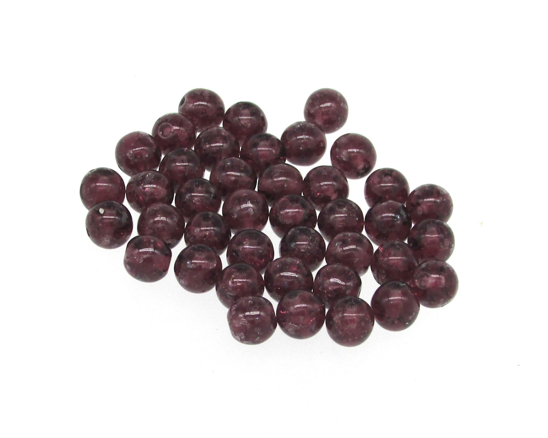6mm Round Crackle Beads, Translucent Czech Glass Druks, Assorted Colors