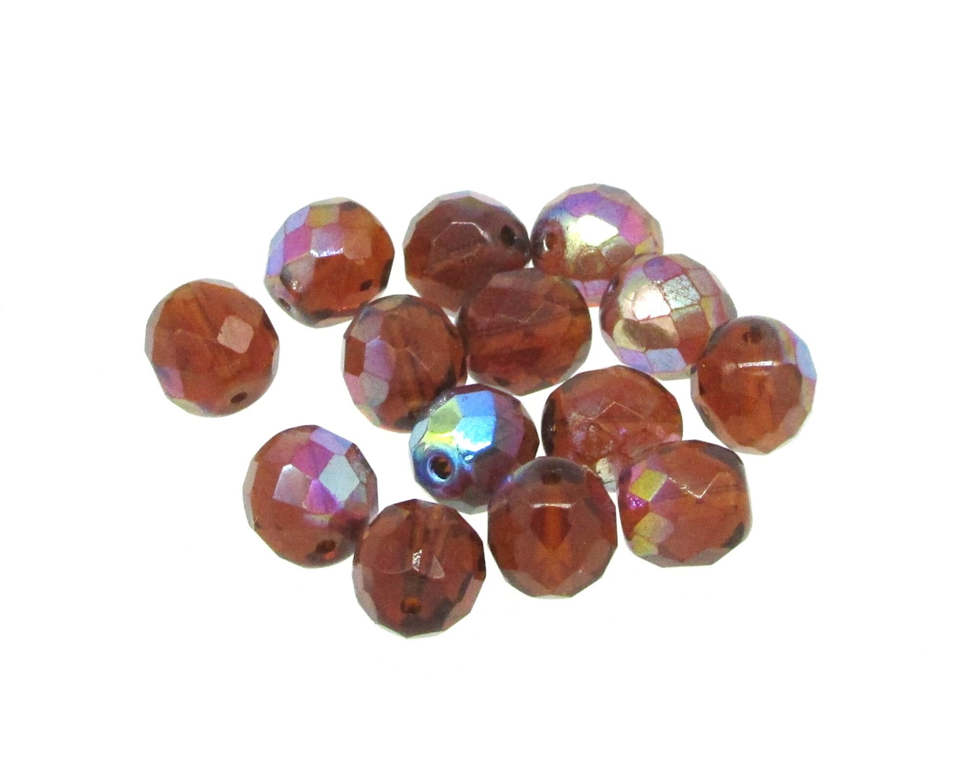 10mm Round Faceted Topaz Czech Glass Beads