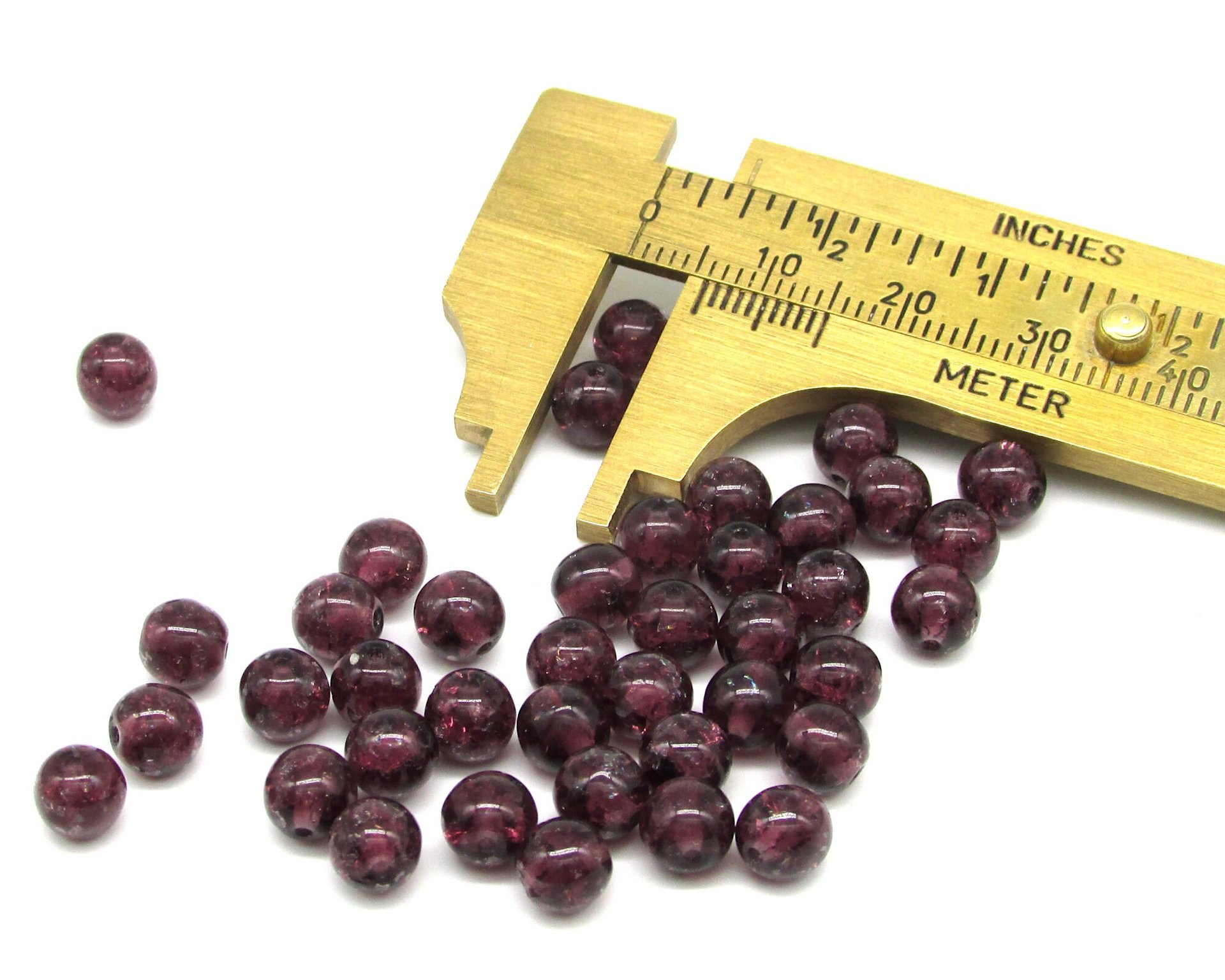 6mm Round Crackle Beads, Translucent Czech Glass Druks, Assorted Colors