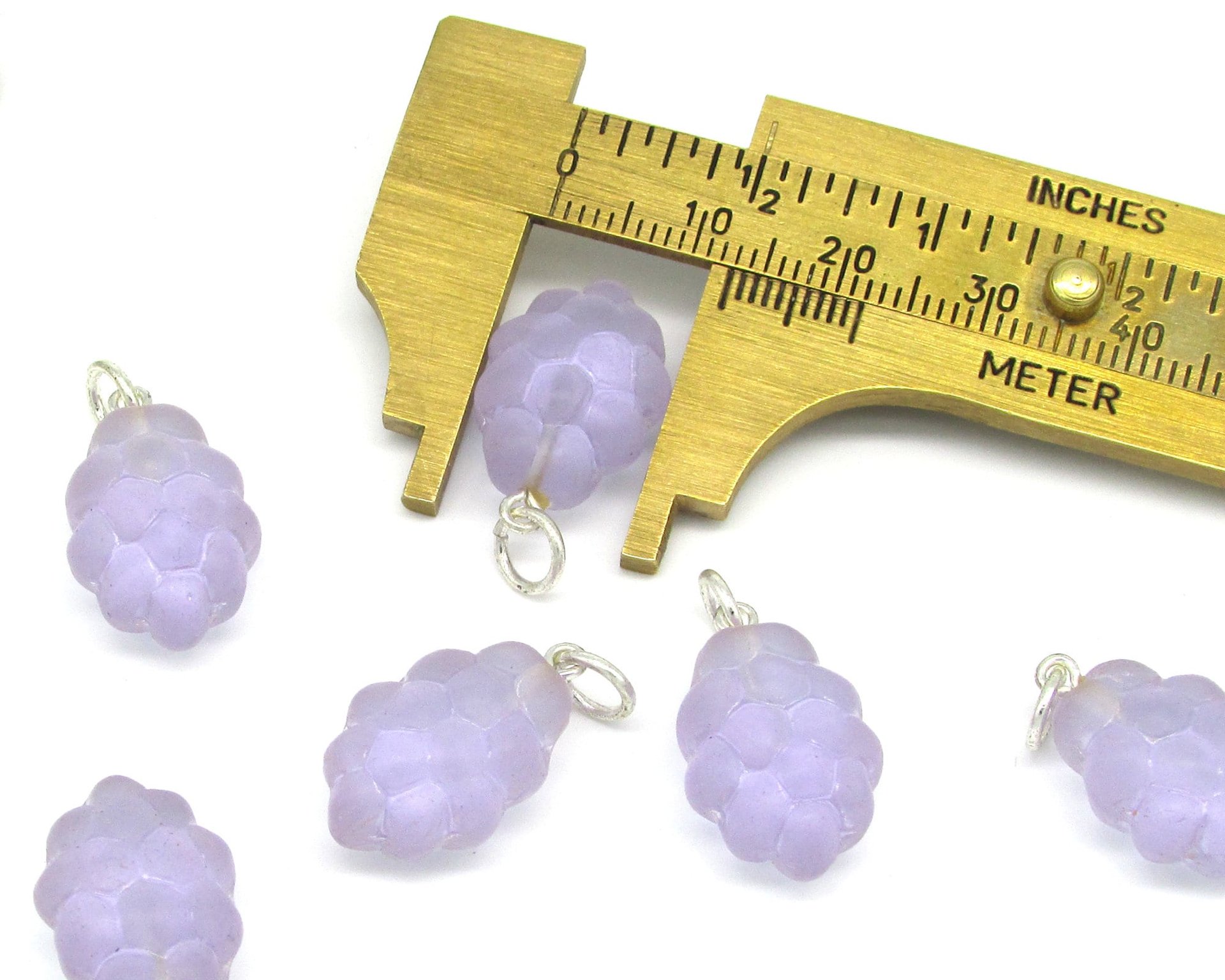20.5x13mm Grape Cluster Charms, Czech Pressed Glass Bead Pendants