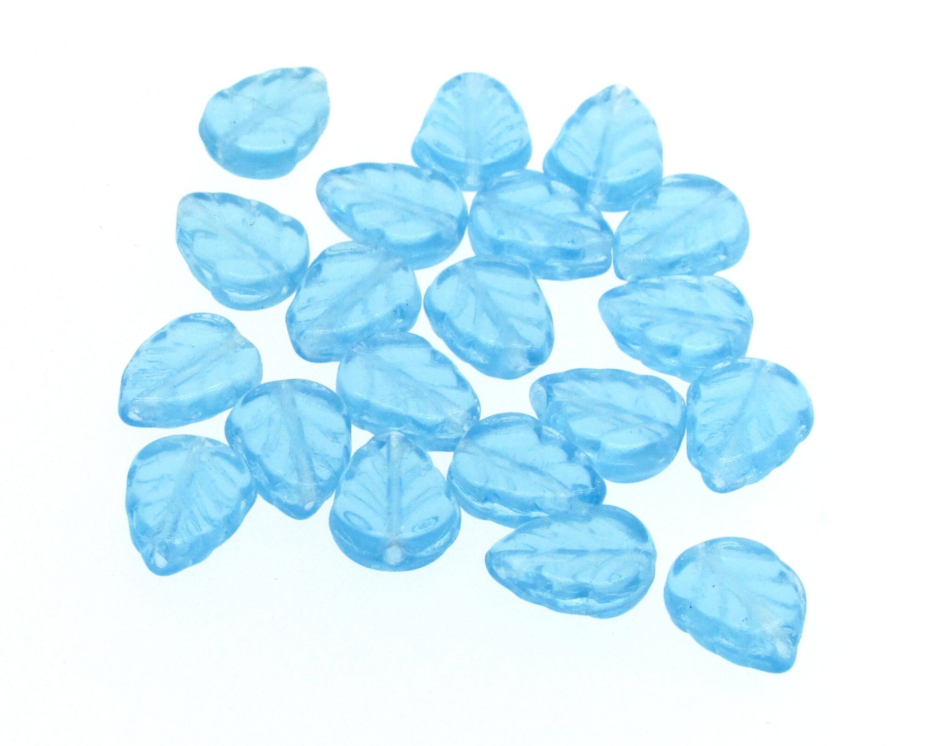 Flat Leaf Beads, Czech Pressed Glass 10x8mm Veined Birch