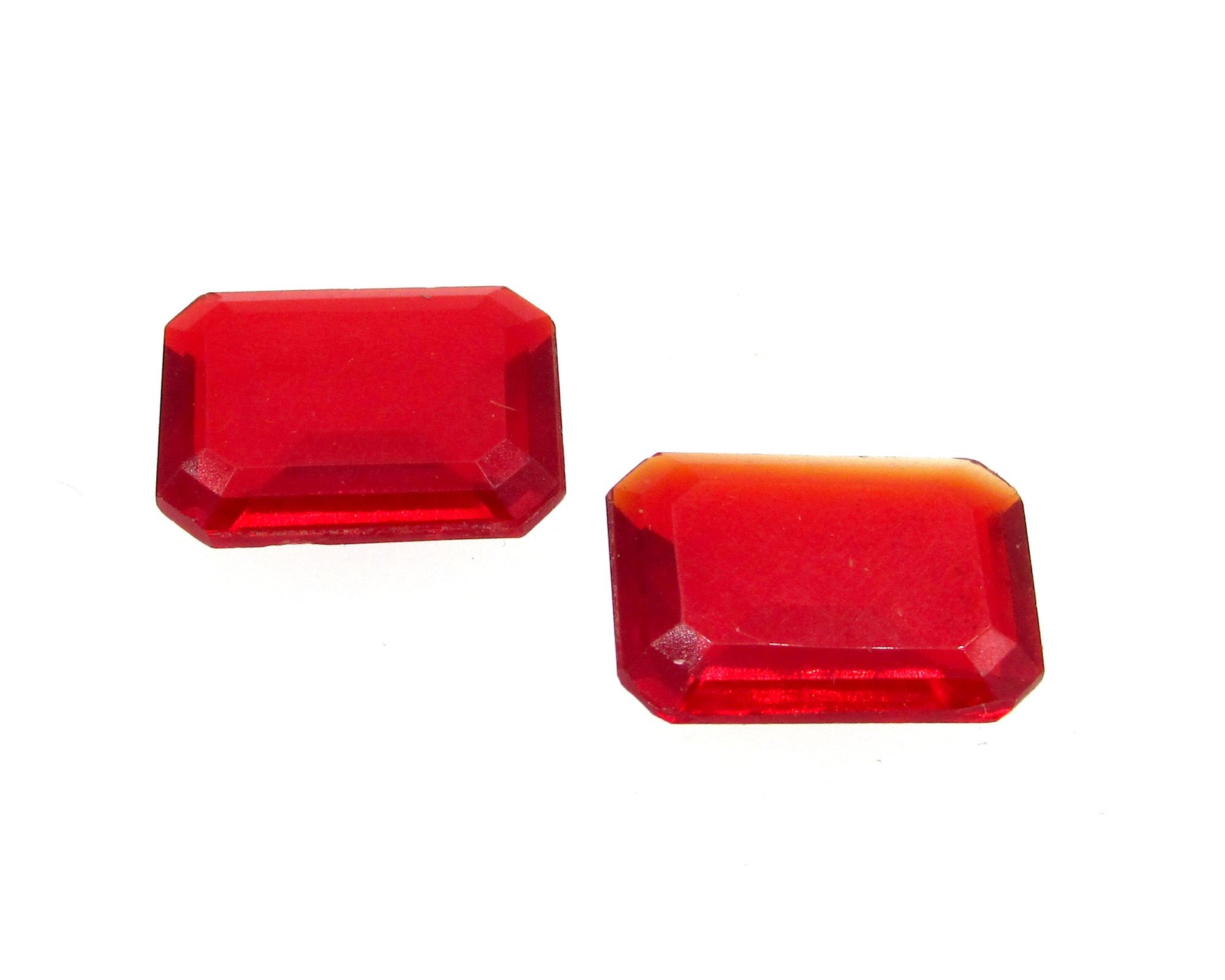 Vintage 20x14mm Octagon Baguettes, Translucent Siam Red Glass Gems