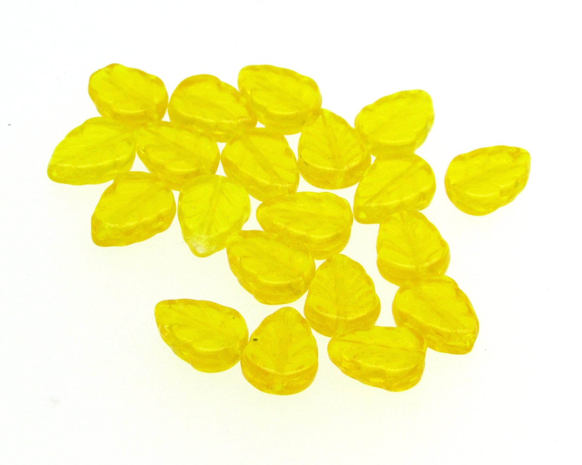 Flat Leaf Beads, Czech Pressed Glass 10x8mm Veined Birch