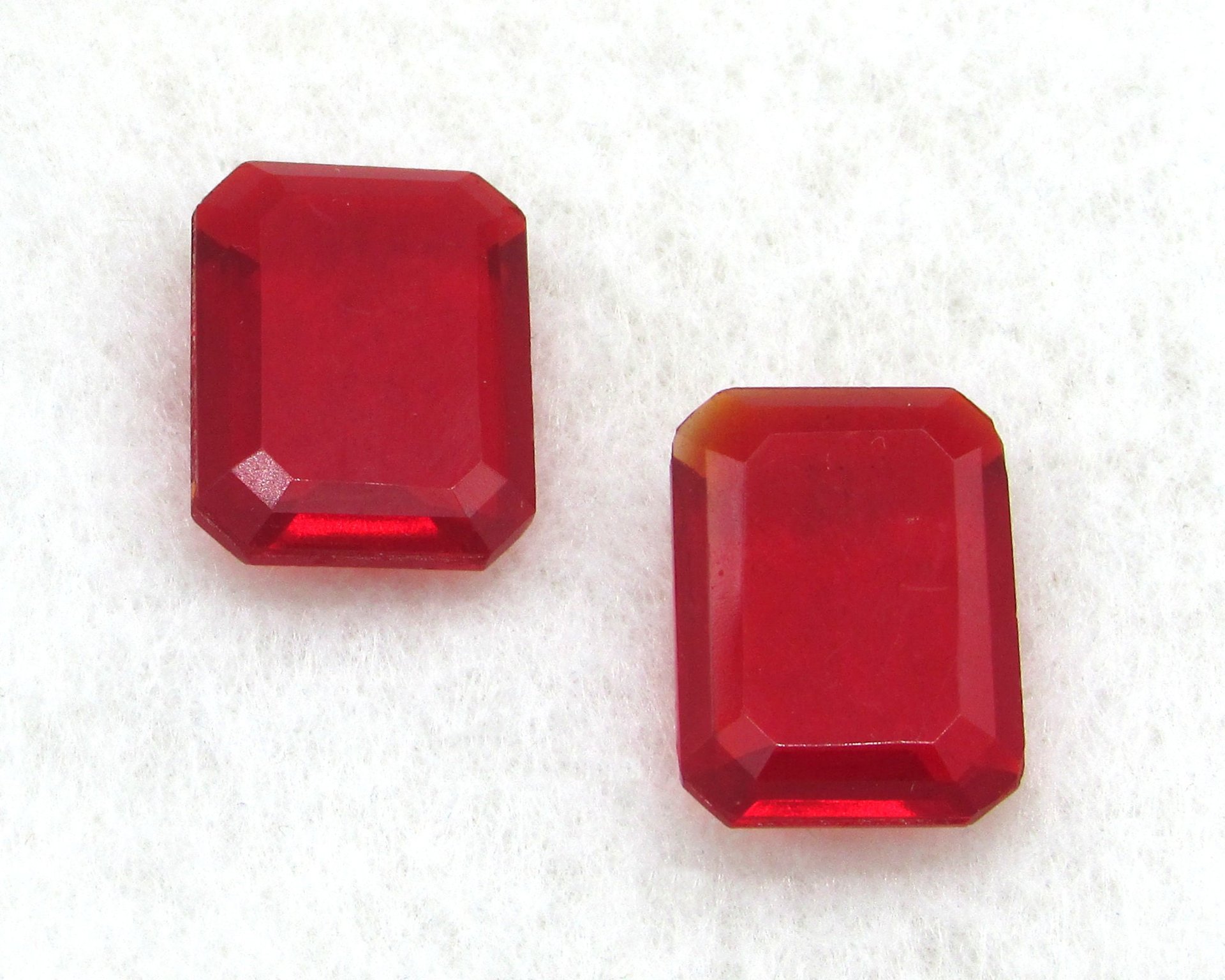 Vintage 20x14mm Octagon Baguettes, Translucent Siam Red Glass Gems
