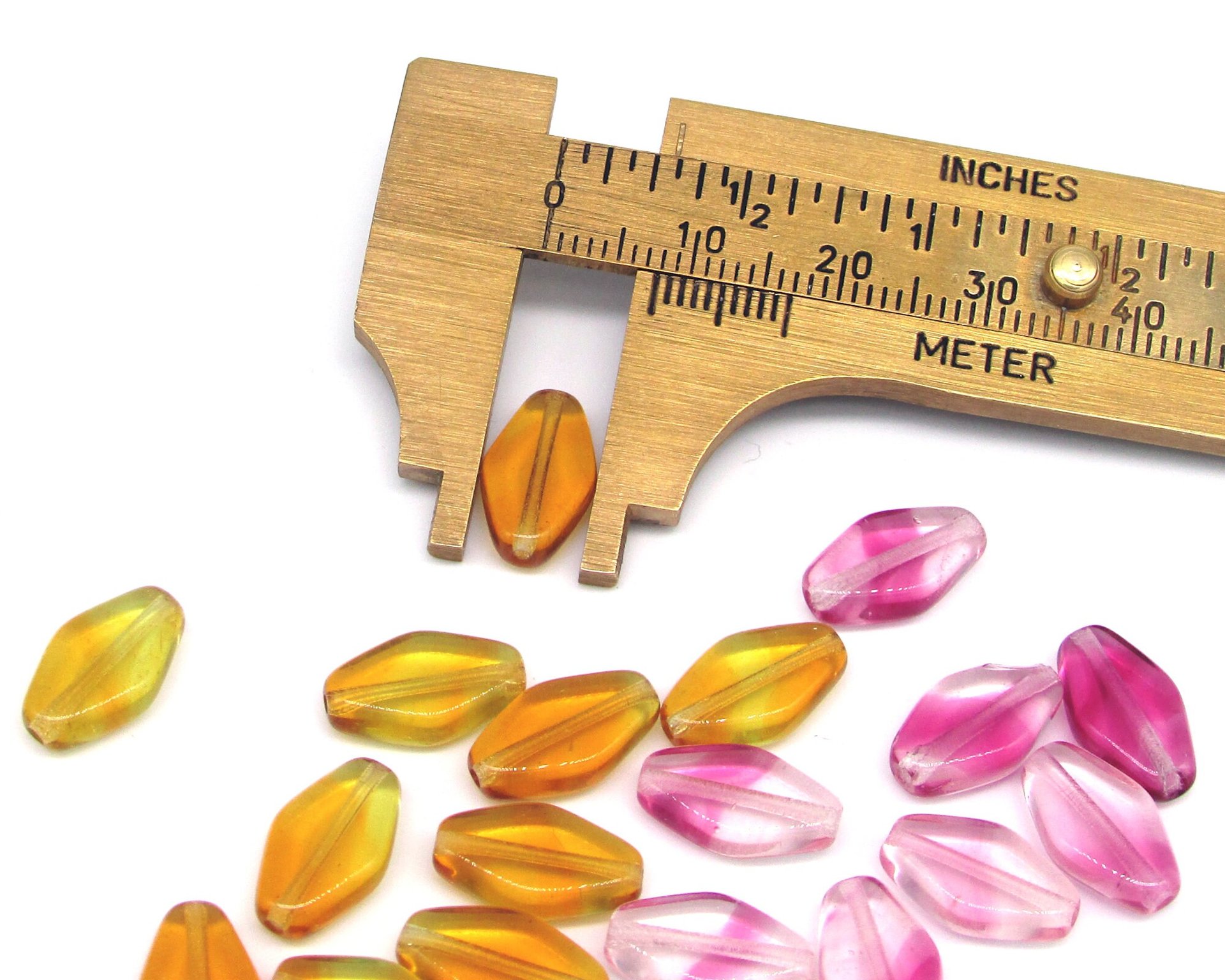 13x8mm Flat Diamond Pressed Glass Beads