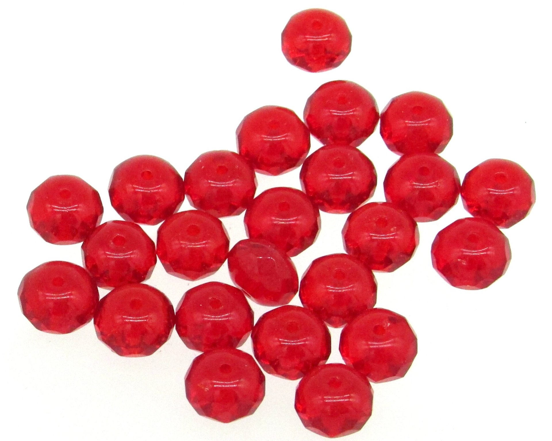 6x8.5mm Faceted Glass Rondelles, Translucent Siam Red