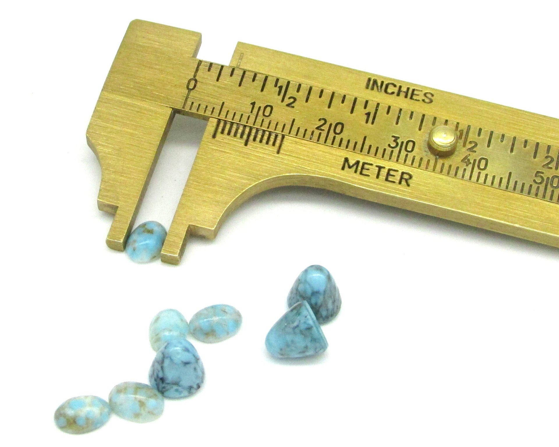 7mm Cabochon Mixed Lot, Vintage Turquoise Matrix Glass Stones