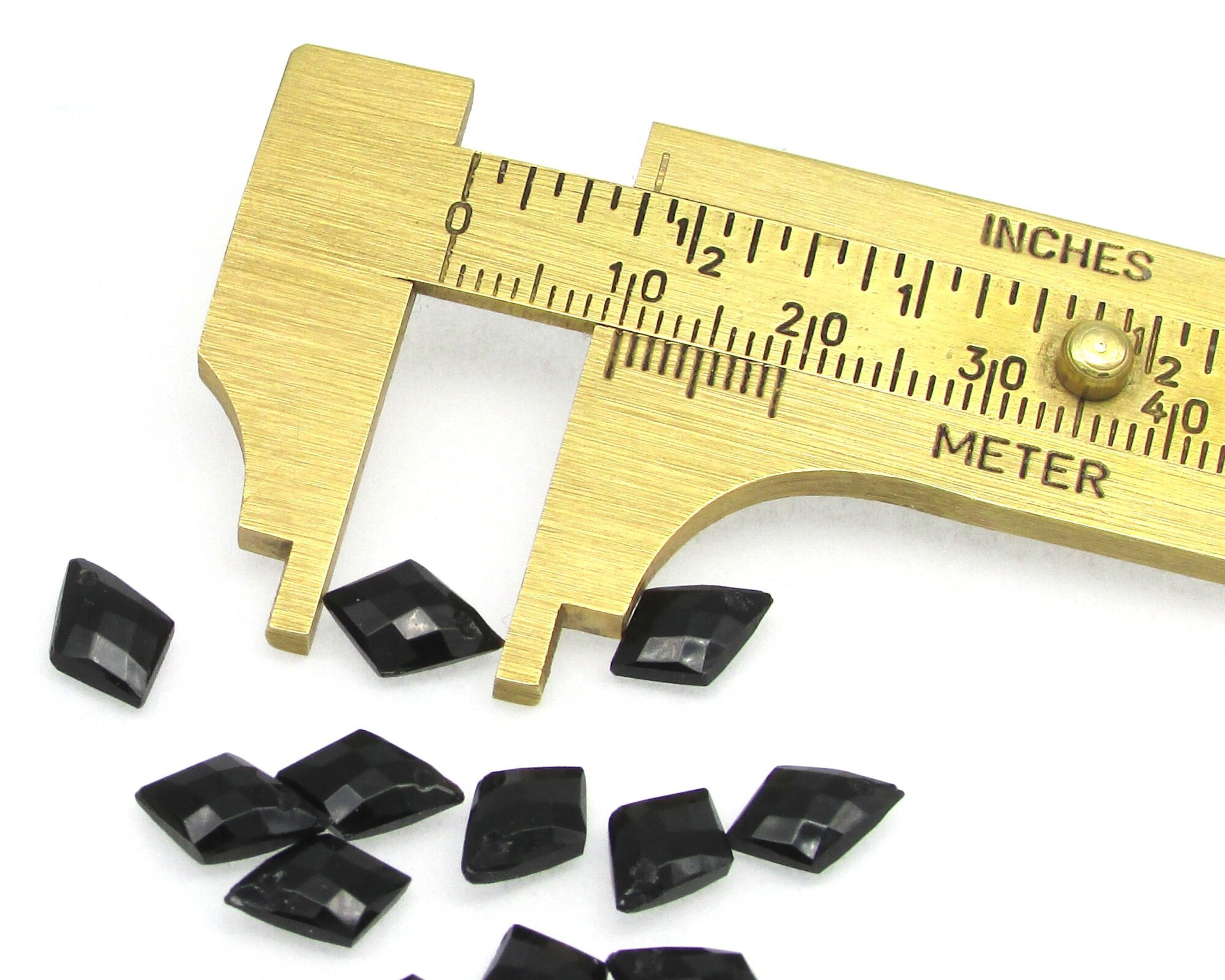 9x7mm Jet Kite Briolettes, Faceted Czech Glass Fire Polished Angular Drop Beads