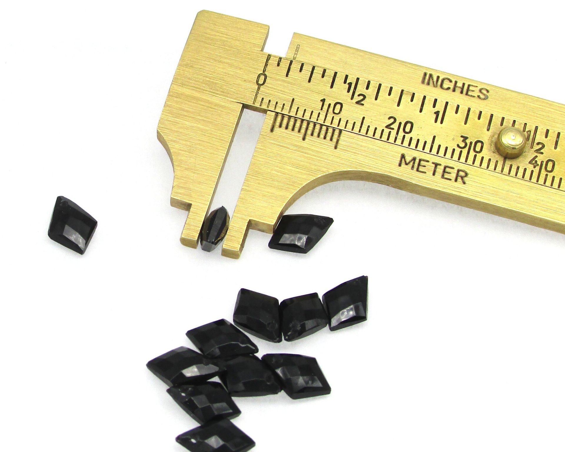 9x7mm Jet Kite Briolettes, Faceted Czech Glass Fire Polished Angular Drop Beads