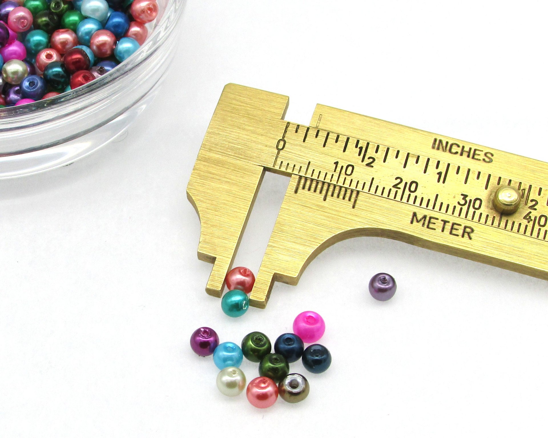 4mm Round Bead Mix, Brightly Colored Opaque Faux Pearl Spacers 20g