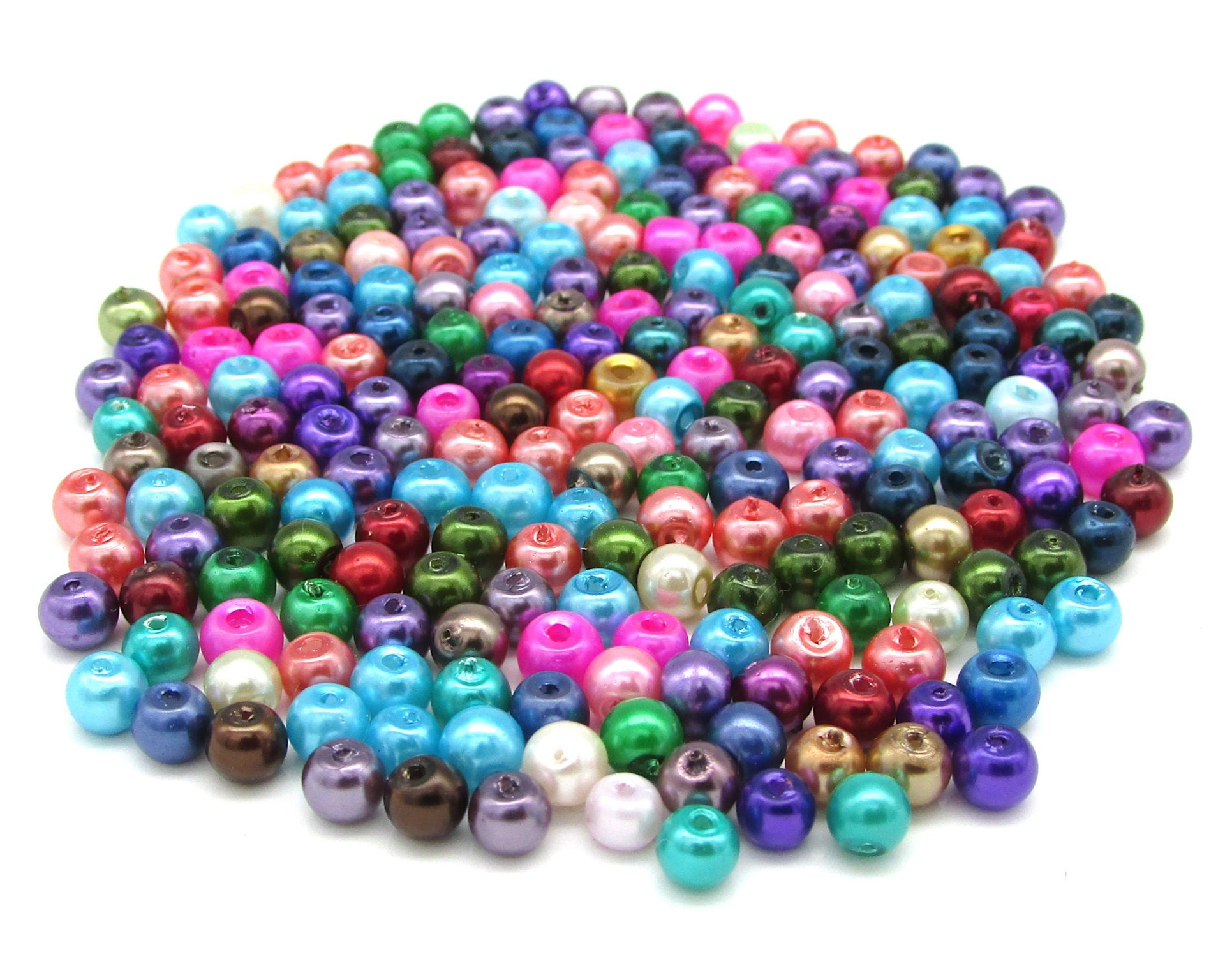 4mm Round Bead Mix, Brightly Colored Opaque Faux Pearl Spacers 20g
