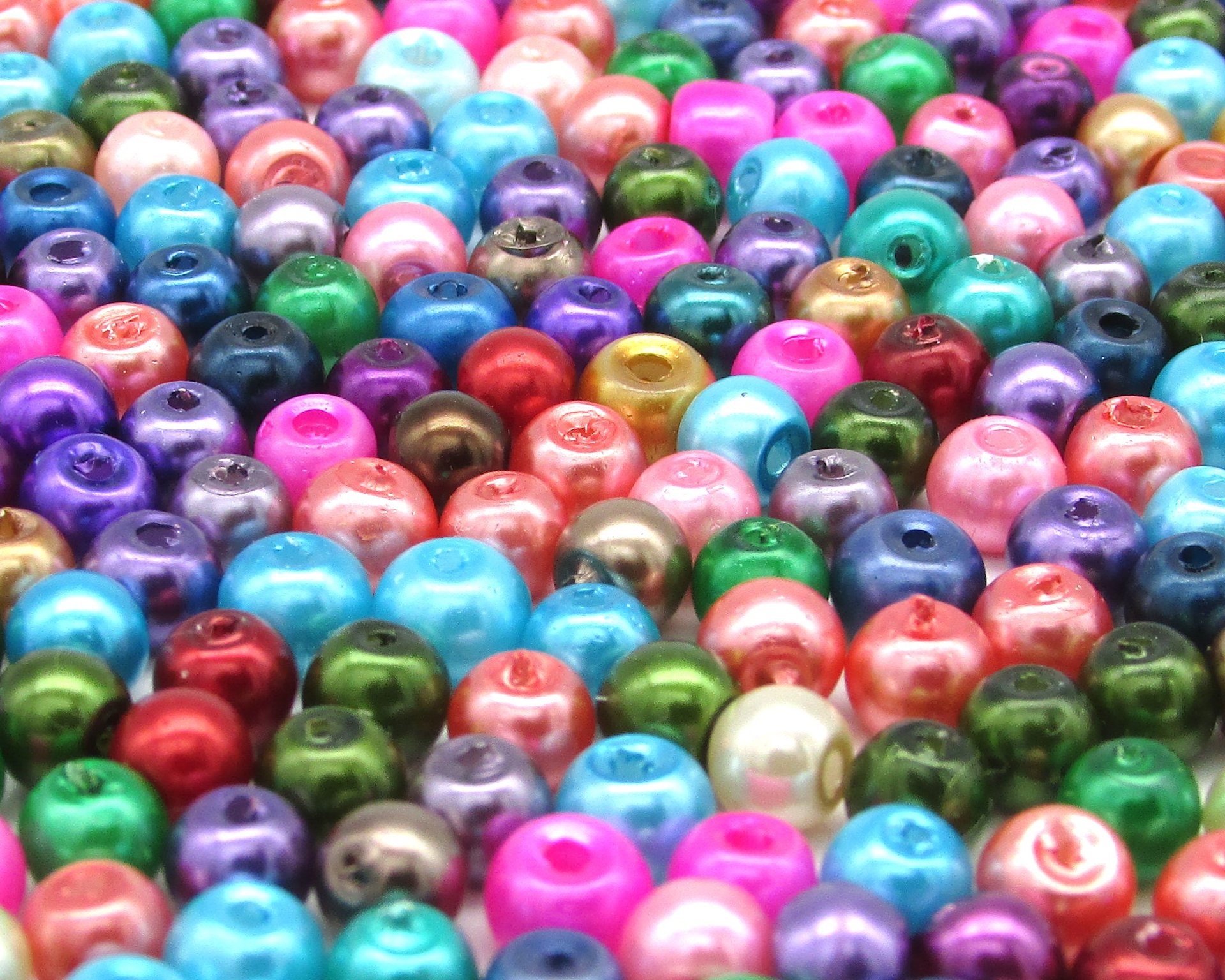 4mm Round Bead Mix, Brightly Colored Opaque Faux Pearl Spacers 20g