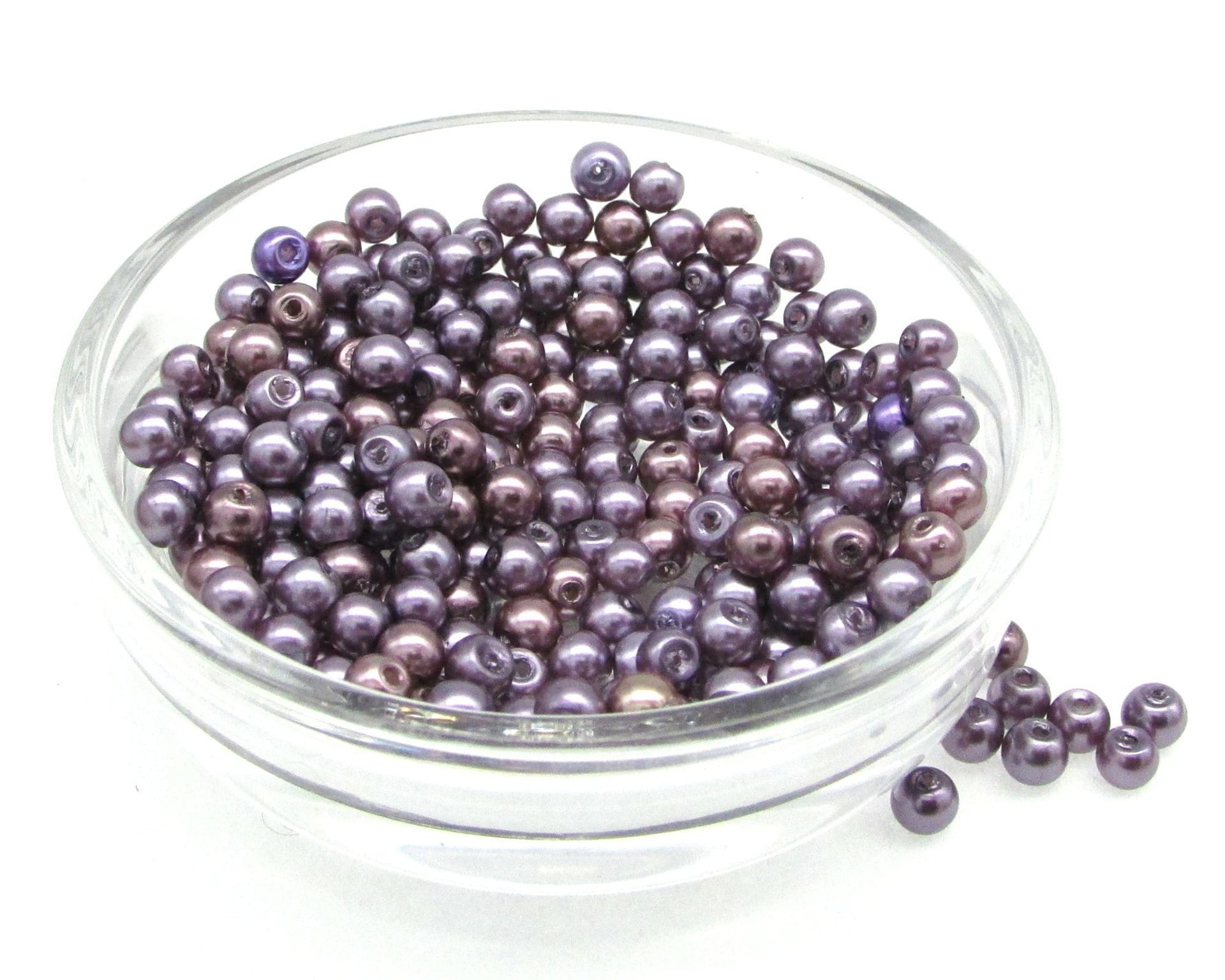 4mm Opaque Purple Glass Pearl Beads (20g)