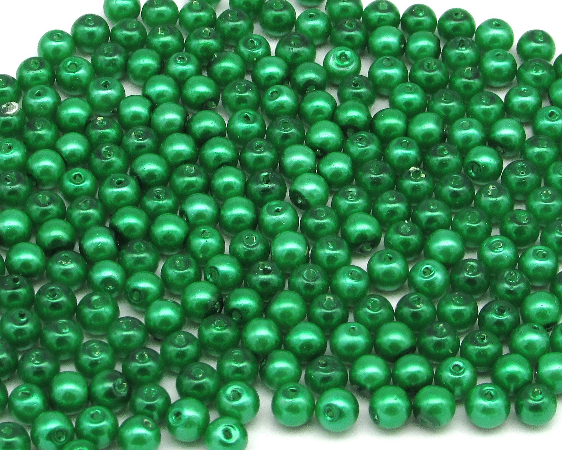 4mm Opaque Green Glass Pearls 20g