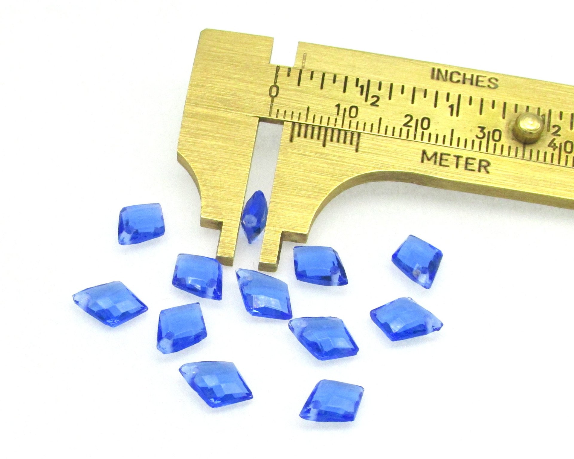 9x7mm Sapphire Kite Briolettes, Faceted Czech Glass Beads, Fire Polished Angular Droplets