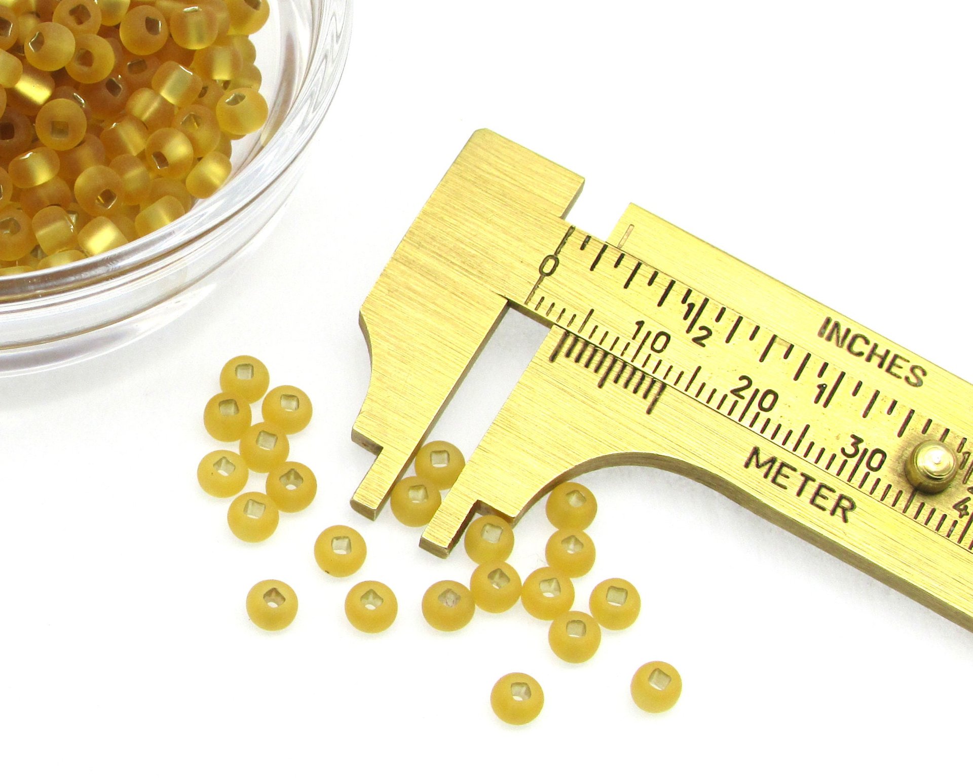 6/0 Seed Beads Matte Topaz Silver Lined Square Hole Czech Glass Rocailles (25g)