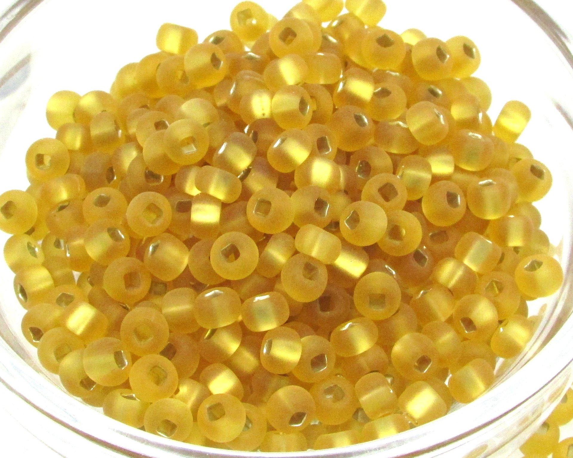 6/0 Seed Beads Matte Topaz Silver Lined Square Hole Czech Glass Rocailles (25g)