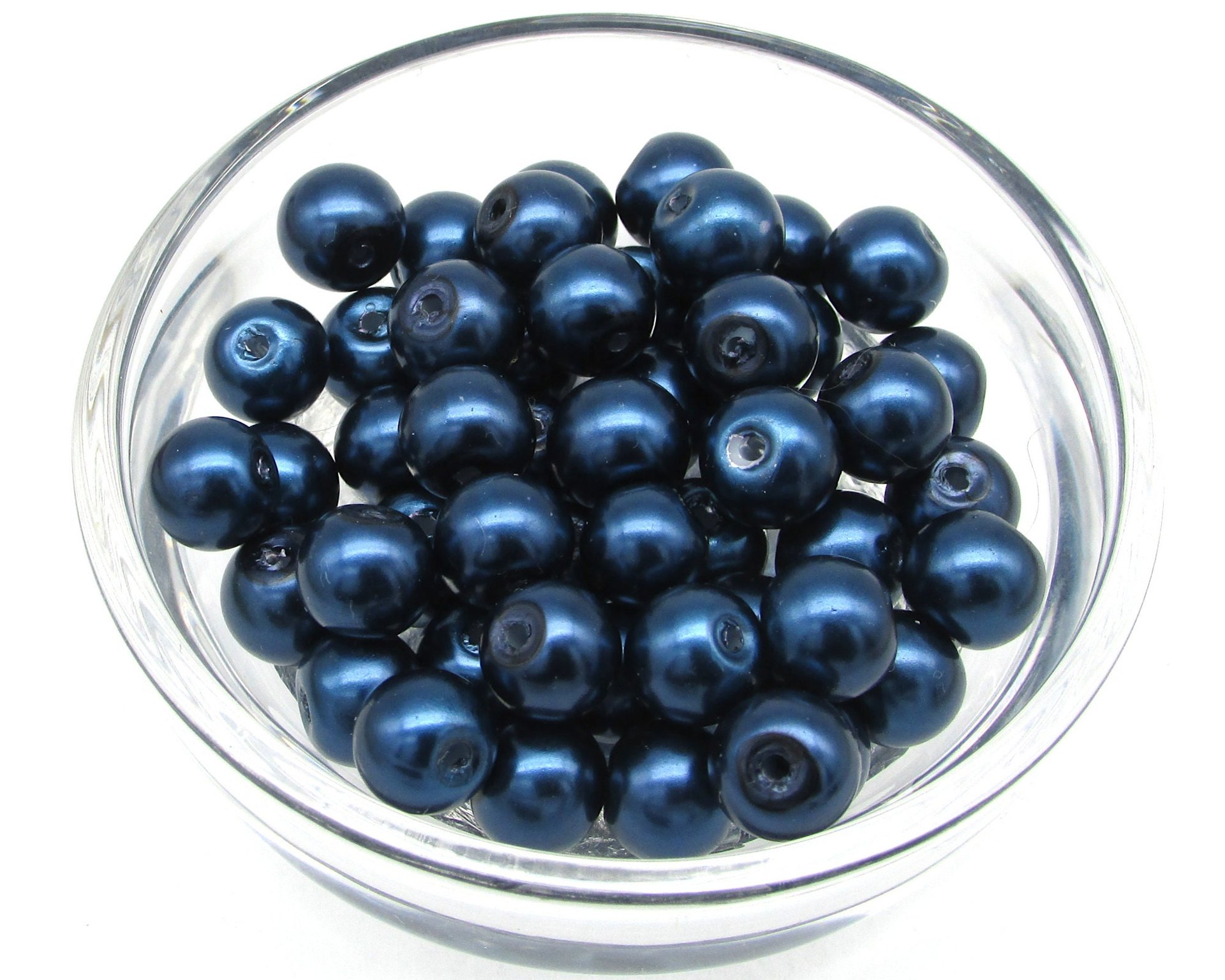8mm Round Faux Pearls, Opaque Coated Glass Lustre Beads, Medium Spacers (50)