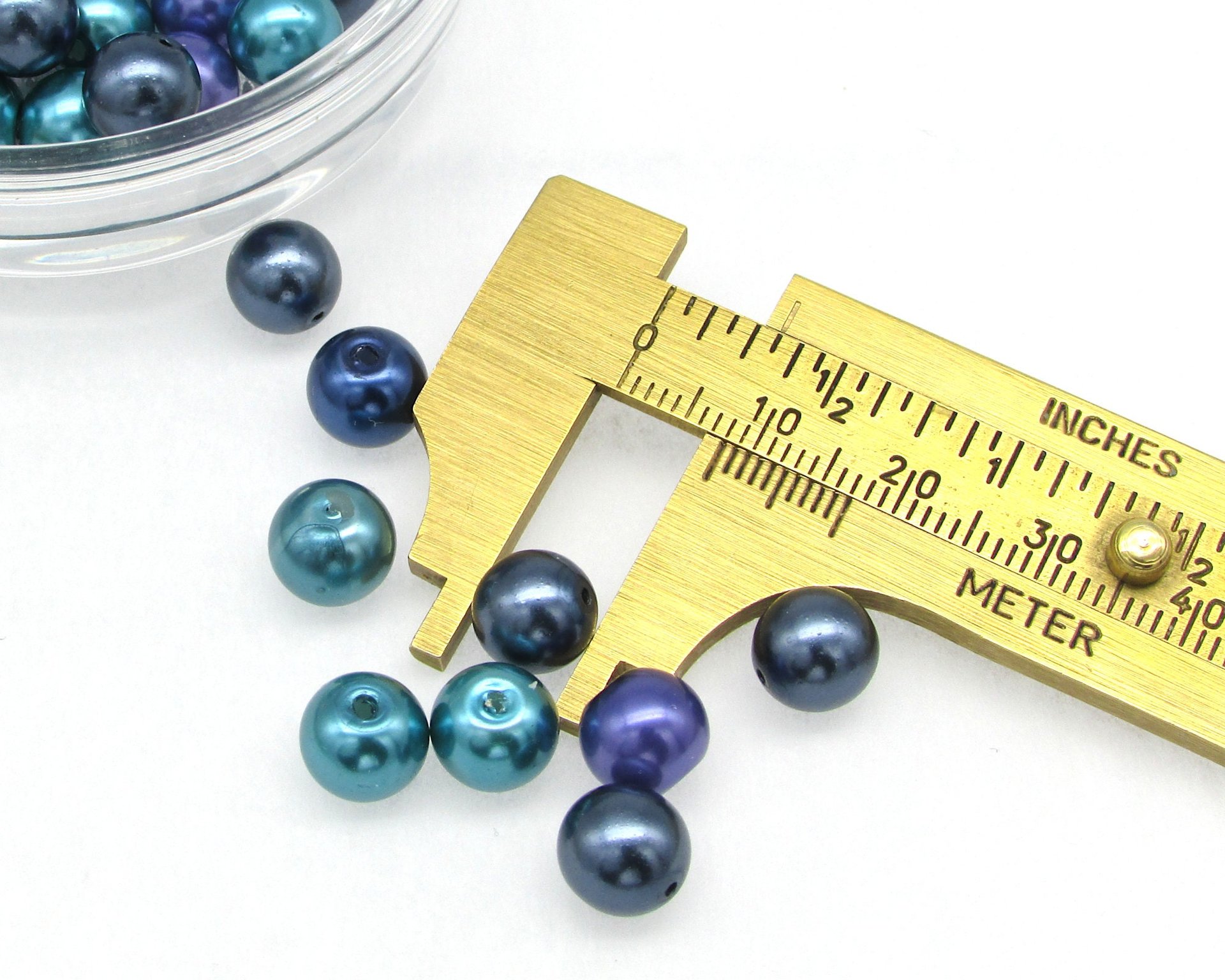 8mm Round Faux Pearls, Opaque Coated Glass Lustre Beads, Medium Spacers (50)
