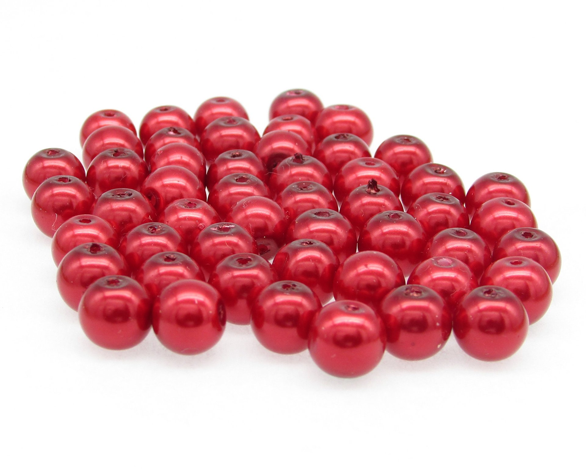 8mm Red Glass Pearls (50)