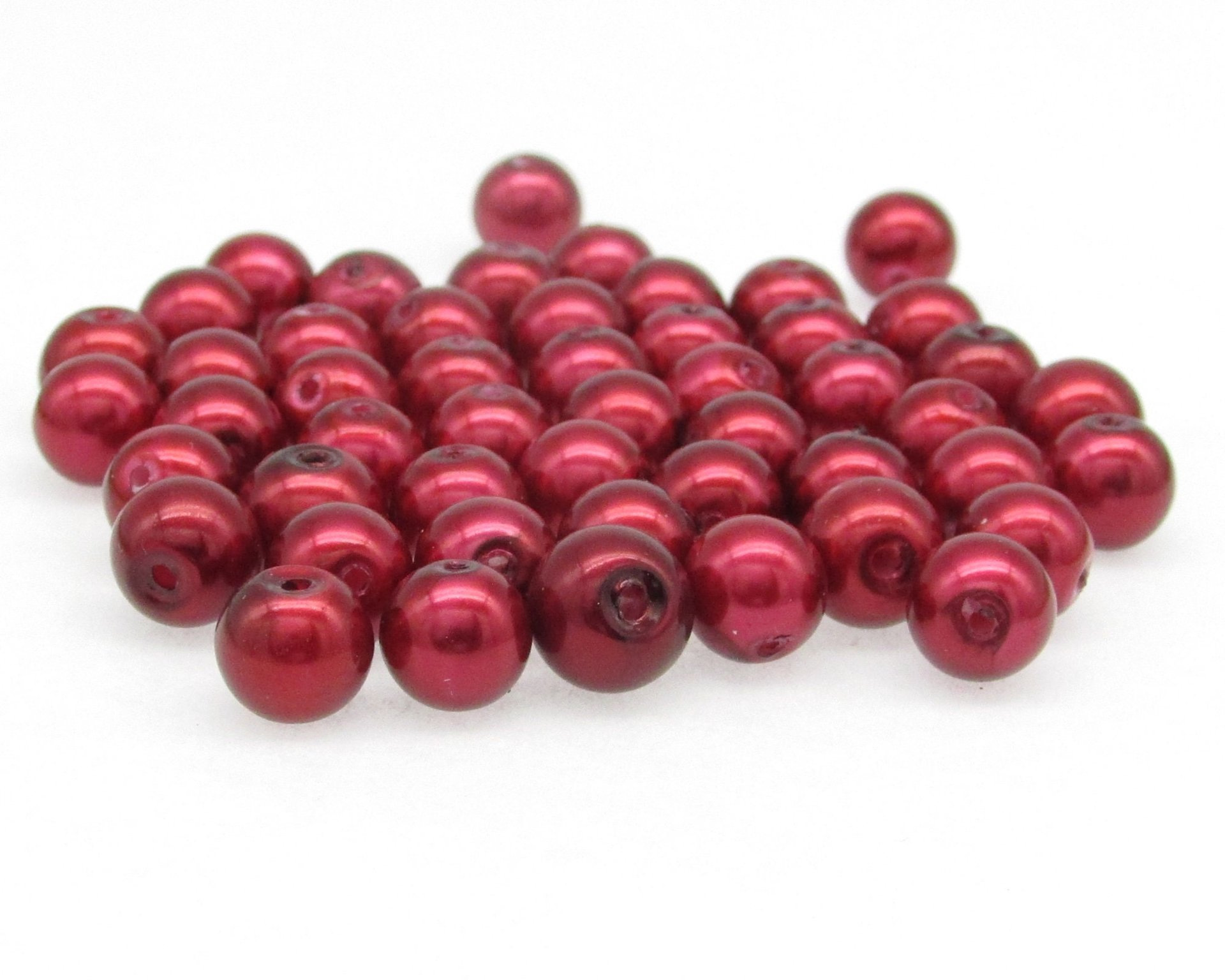 8mm Red Glass Pearls (50)