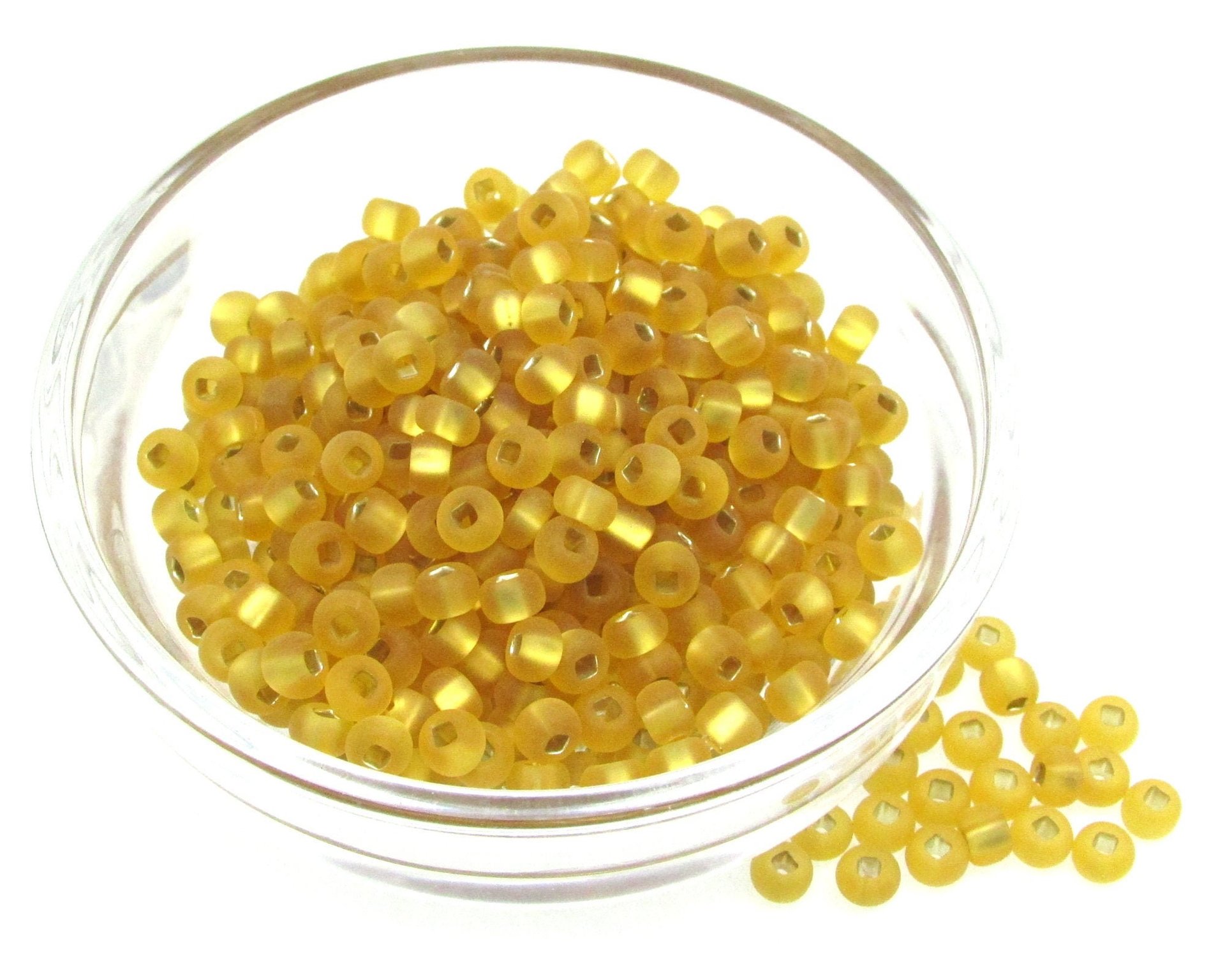 6/0 Seed Beads Matte Topaz Silver Lined Square Hole Czech Glass Rocailles (25g)