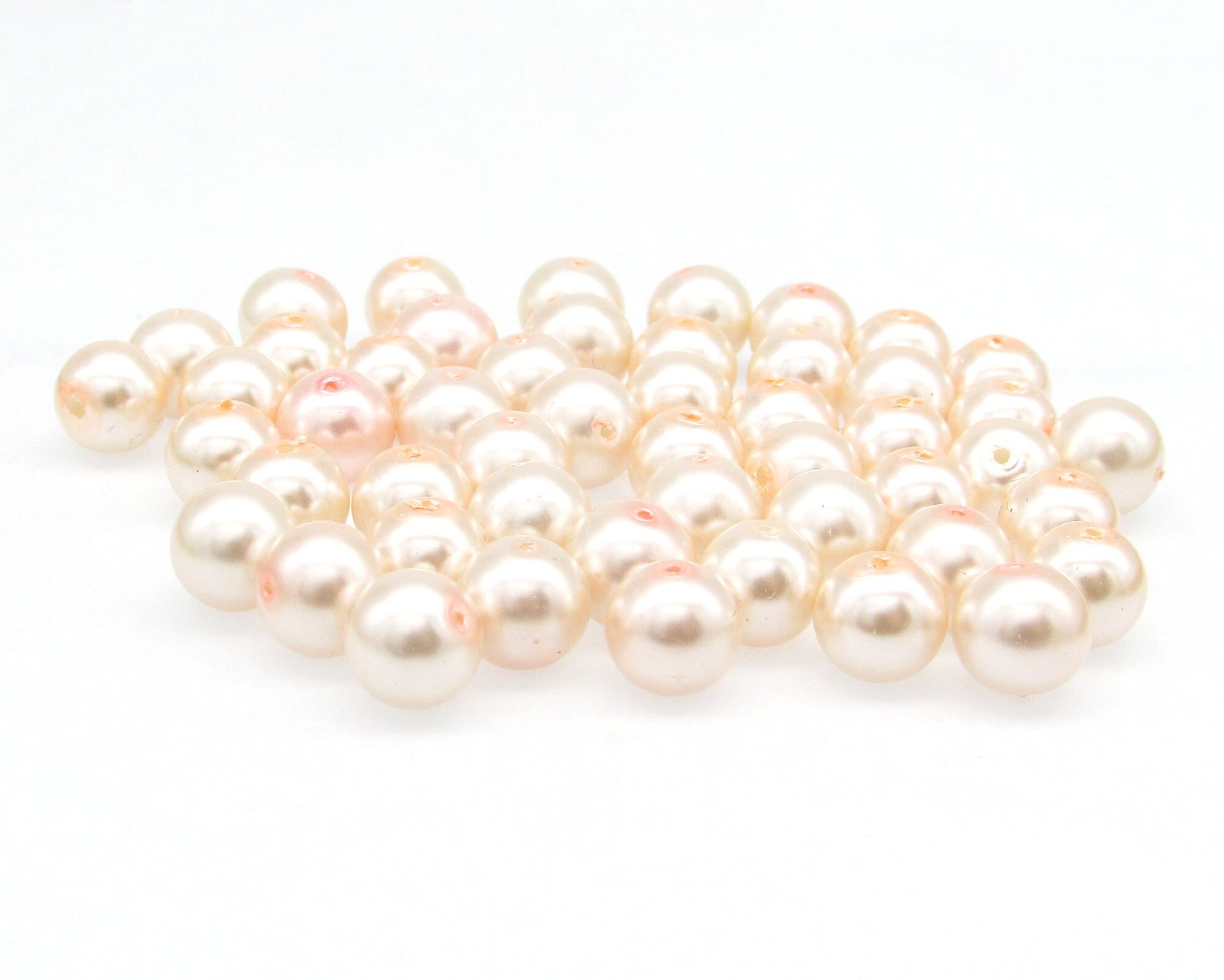 8mm Round Light Pink Glass Pearls, Opaque Pastel Lustre Beads (50)