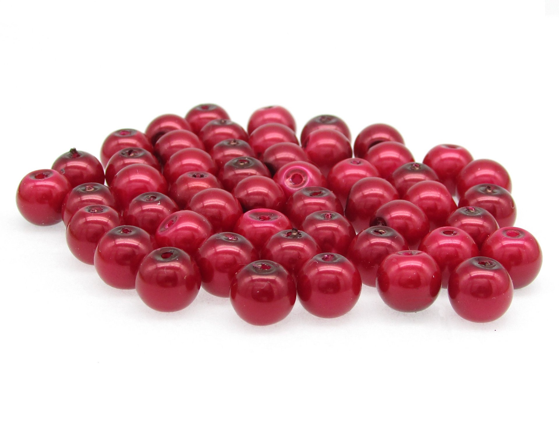 8mm Red Glass Pearls (50)