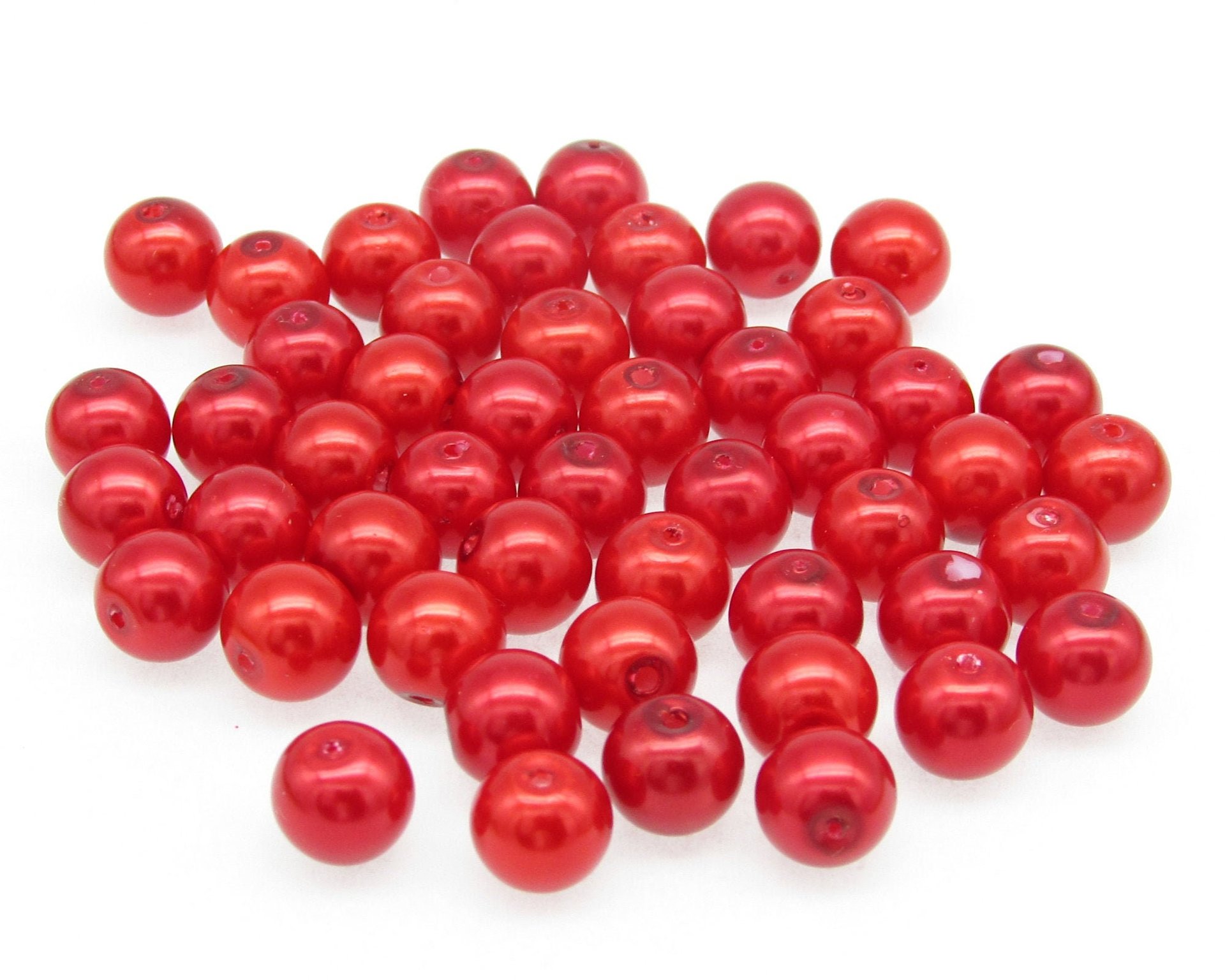 8mm Red Glass Pearls (50)