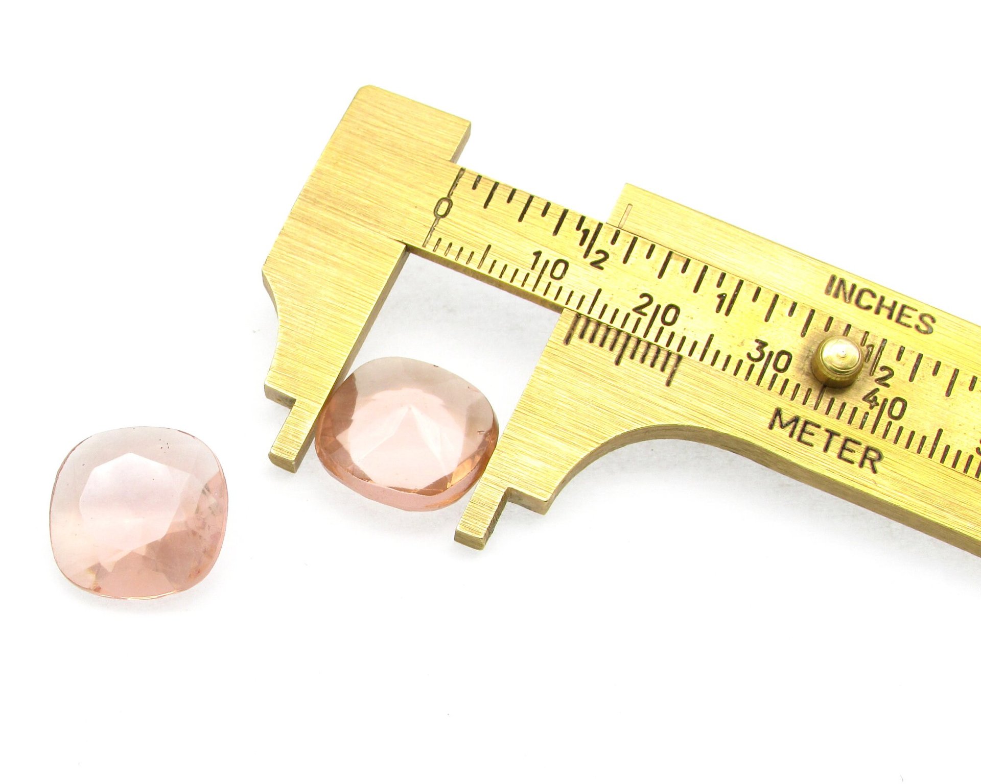 Vintage 14mm Square Light Peach Cushion Rhinestones