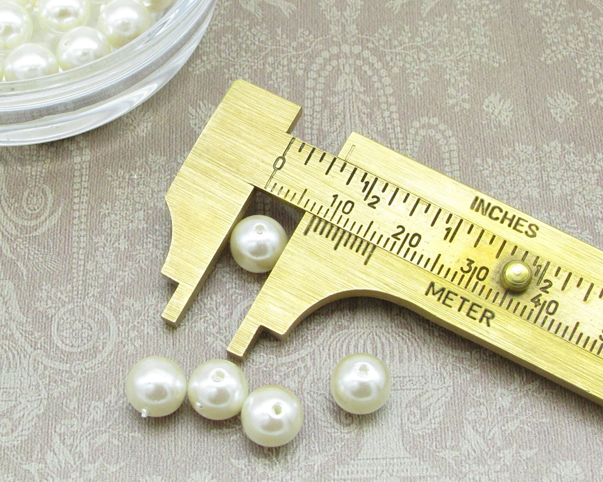 8mm Round Faux Pearls, Vintage Cultura Opaque Plastic Beads