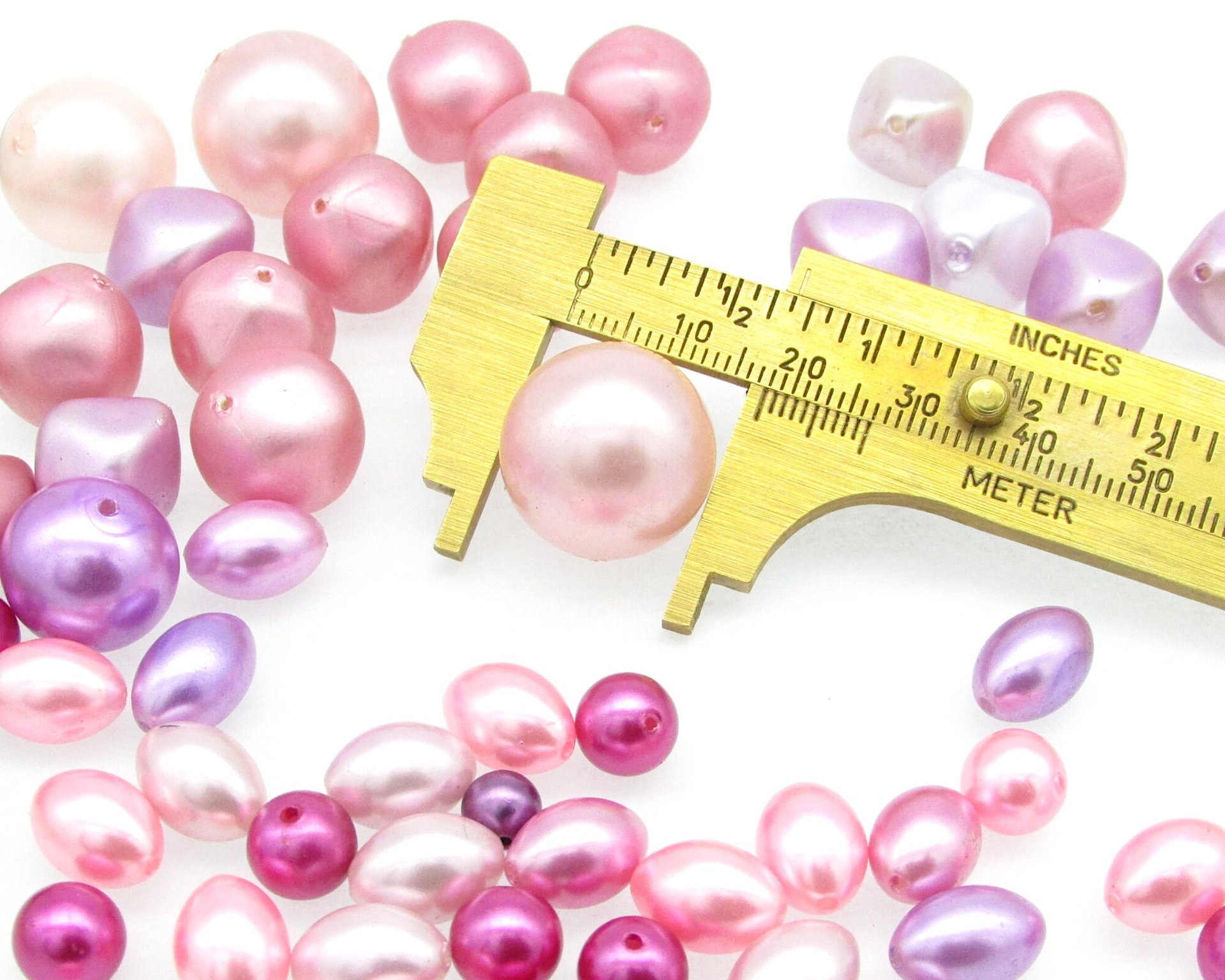 Pink Vintage Faux Pearl Mix, Assorted Oval, Round, and Bicone Plastic Lustre Beads