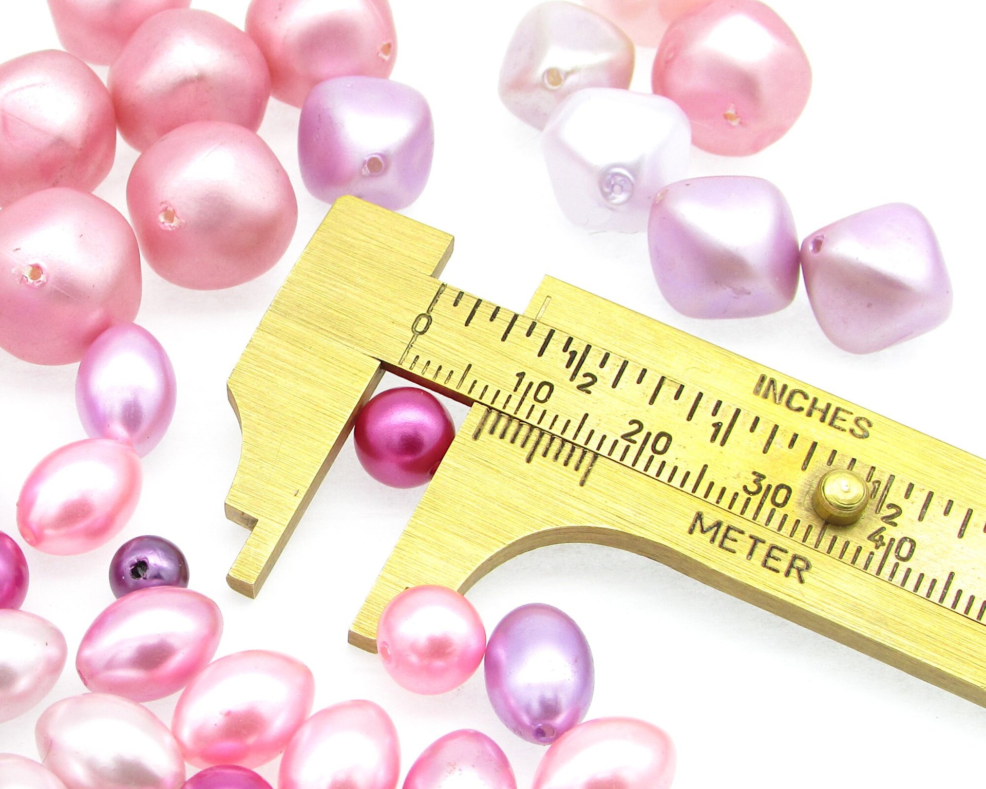 Pink Vintage Faux Pearl Mix, Assorted Oval, Round, and Bicone Plastic Lustre Beads