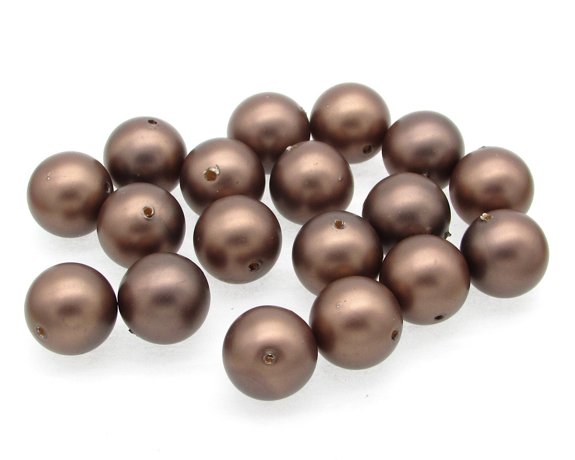 Brown Semi-Matte Plastic Pearl Beads