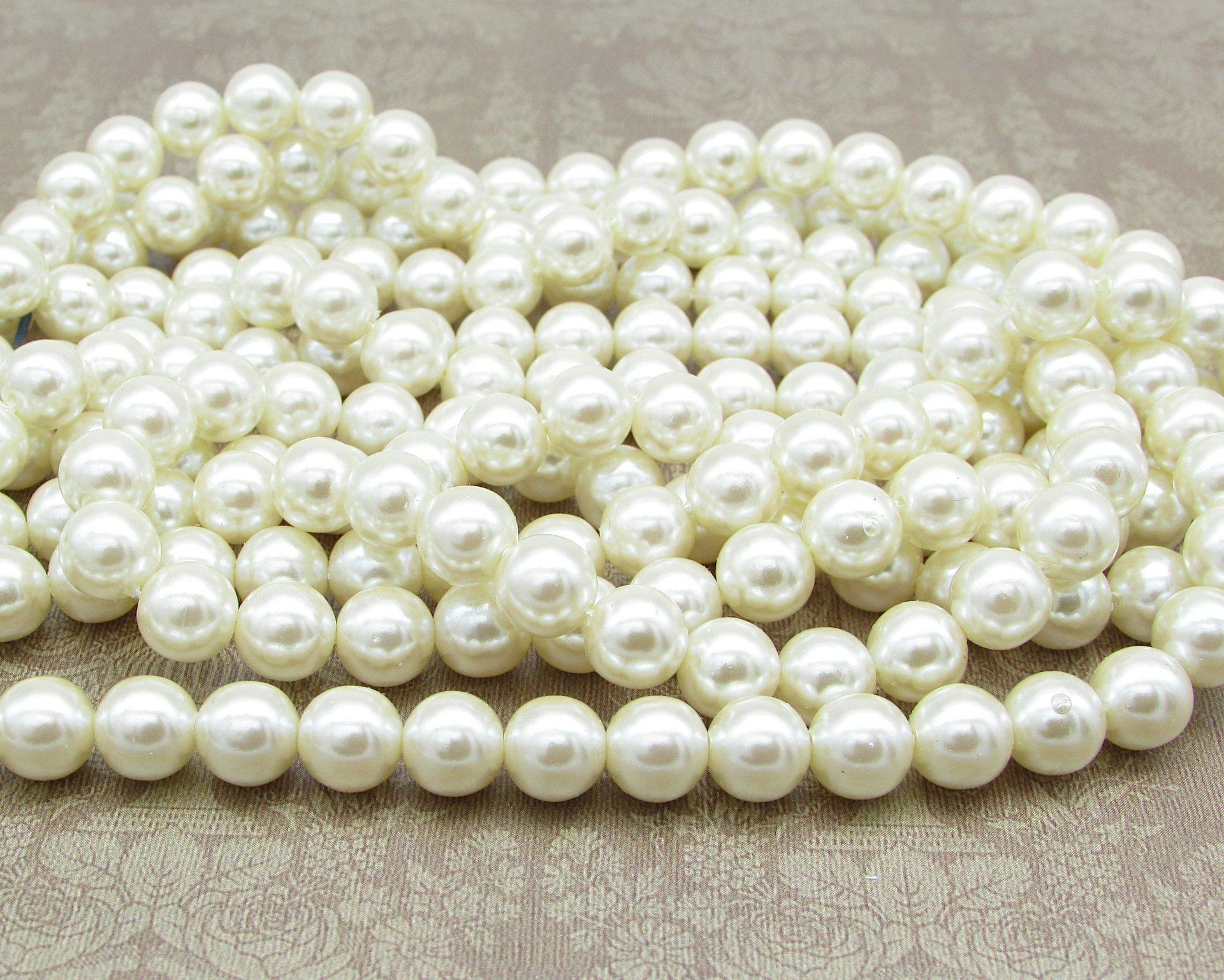 8mm Round Faux Pearls, Vintage Cultura Opaque Plastic Beads