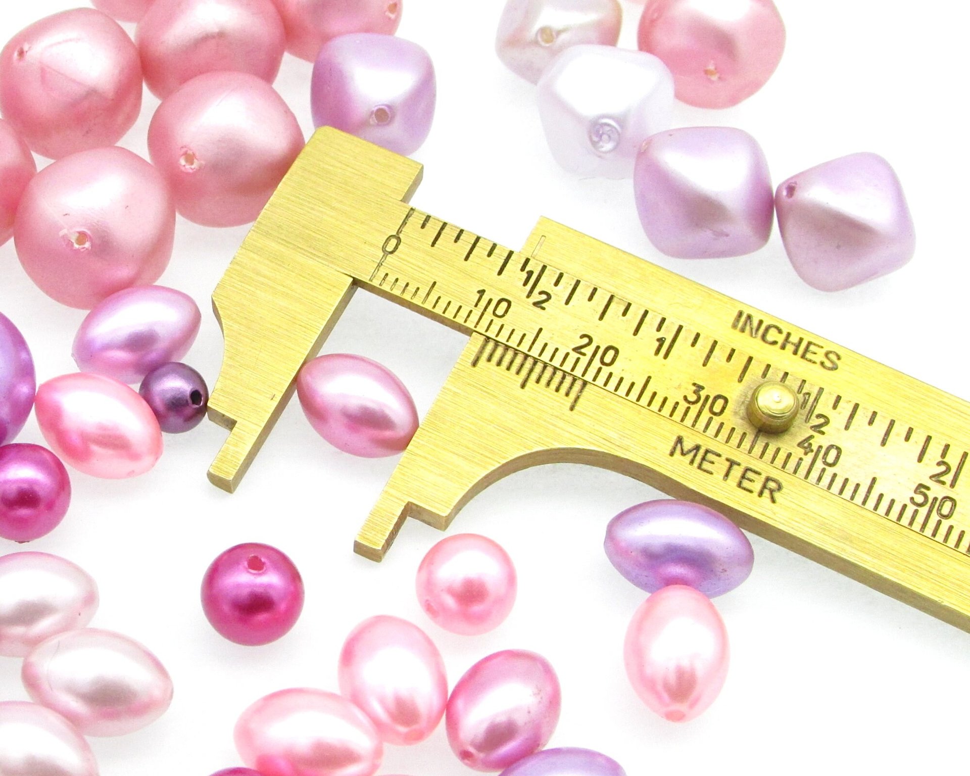 Pink Vintage Faux Pearl Mix, Assorted Oval, Round, and Bicone Plastic Lustre Beads