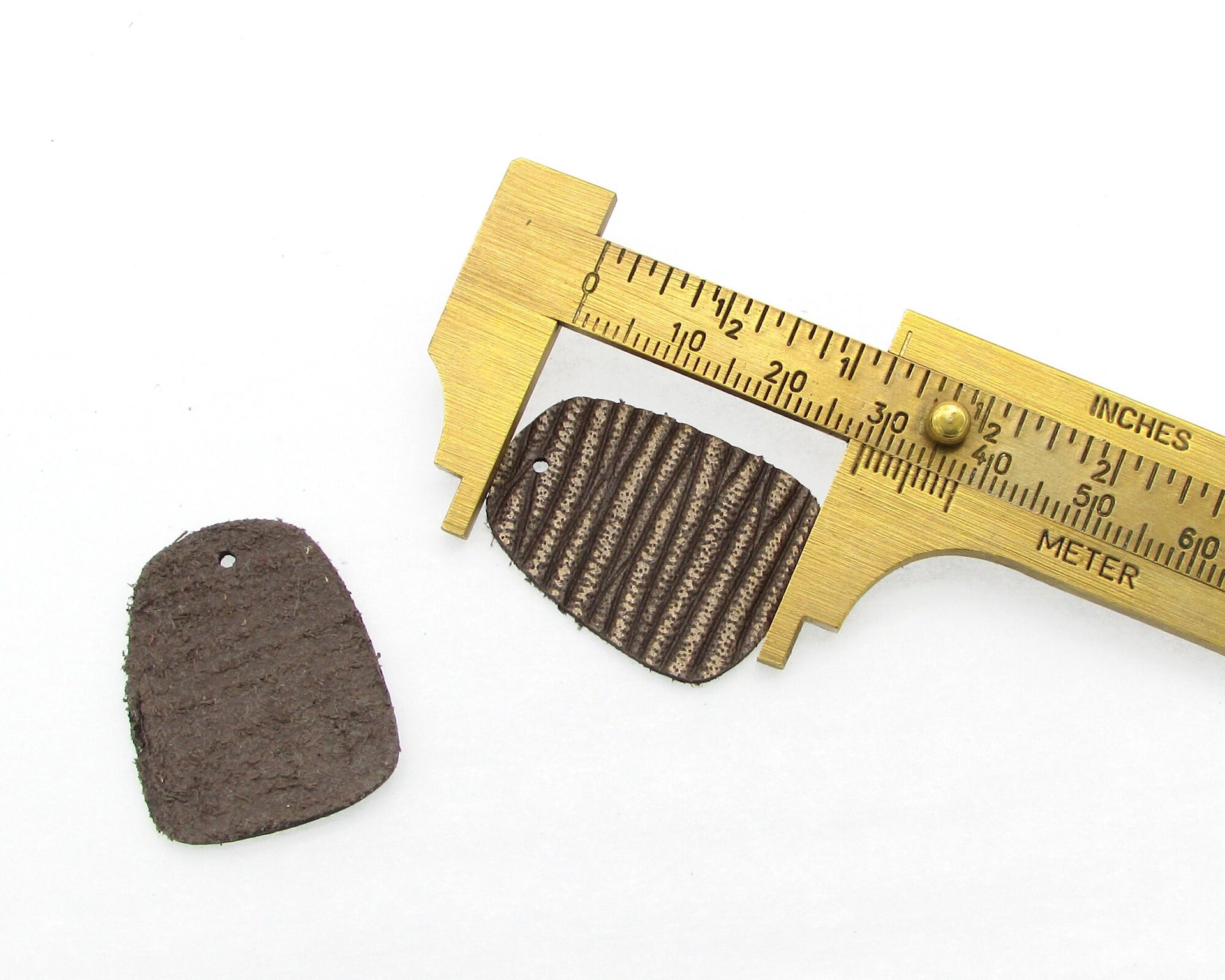 1.125 Inch Small Trapezoid Pendants, Upcycled Leather Die Cuts (10)