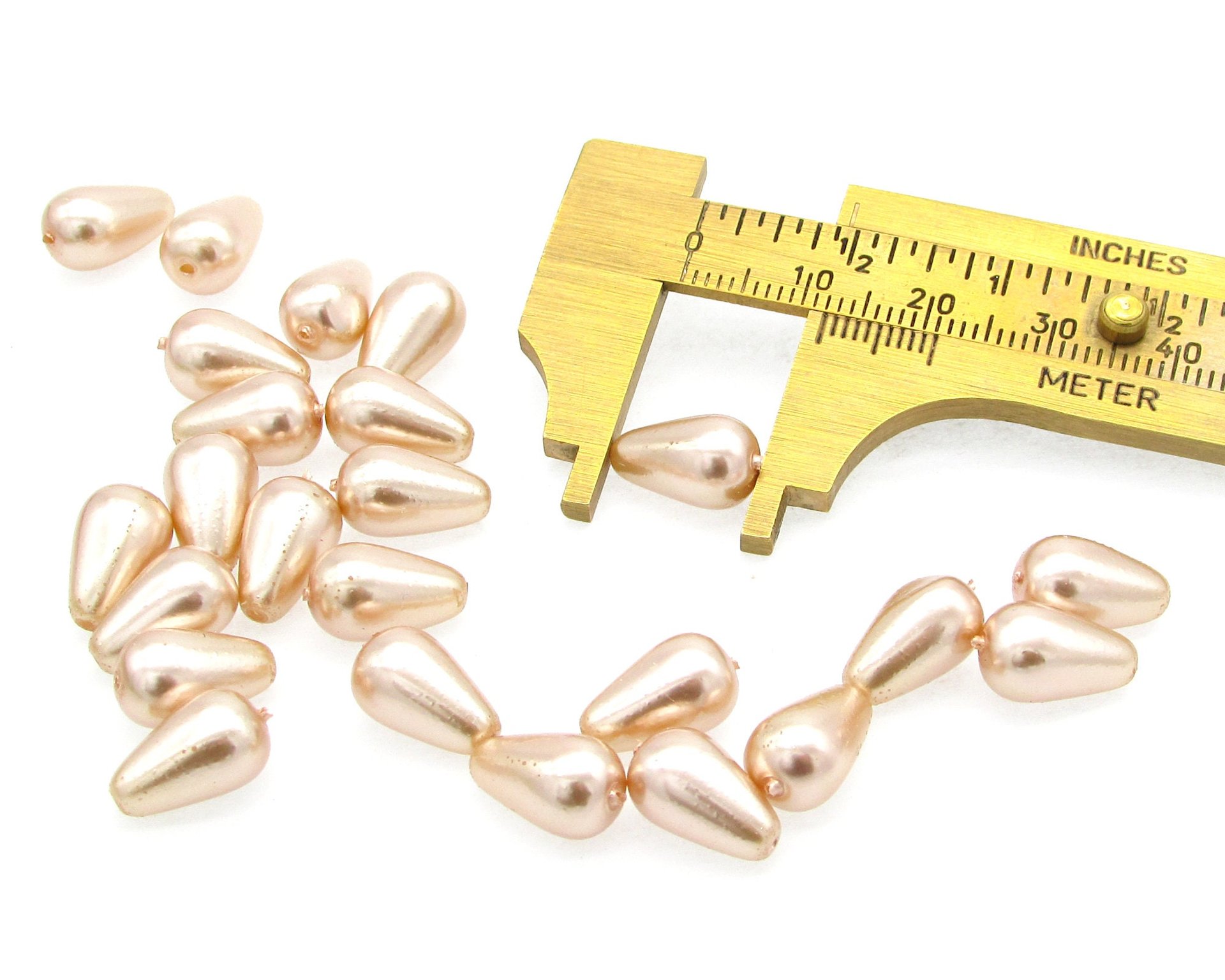Pink 12mm Teardrop Czech Glass Pearl Beads