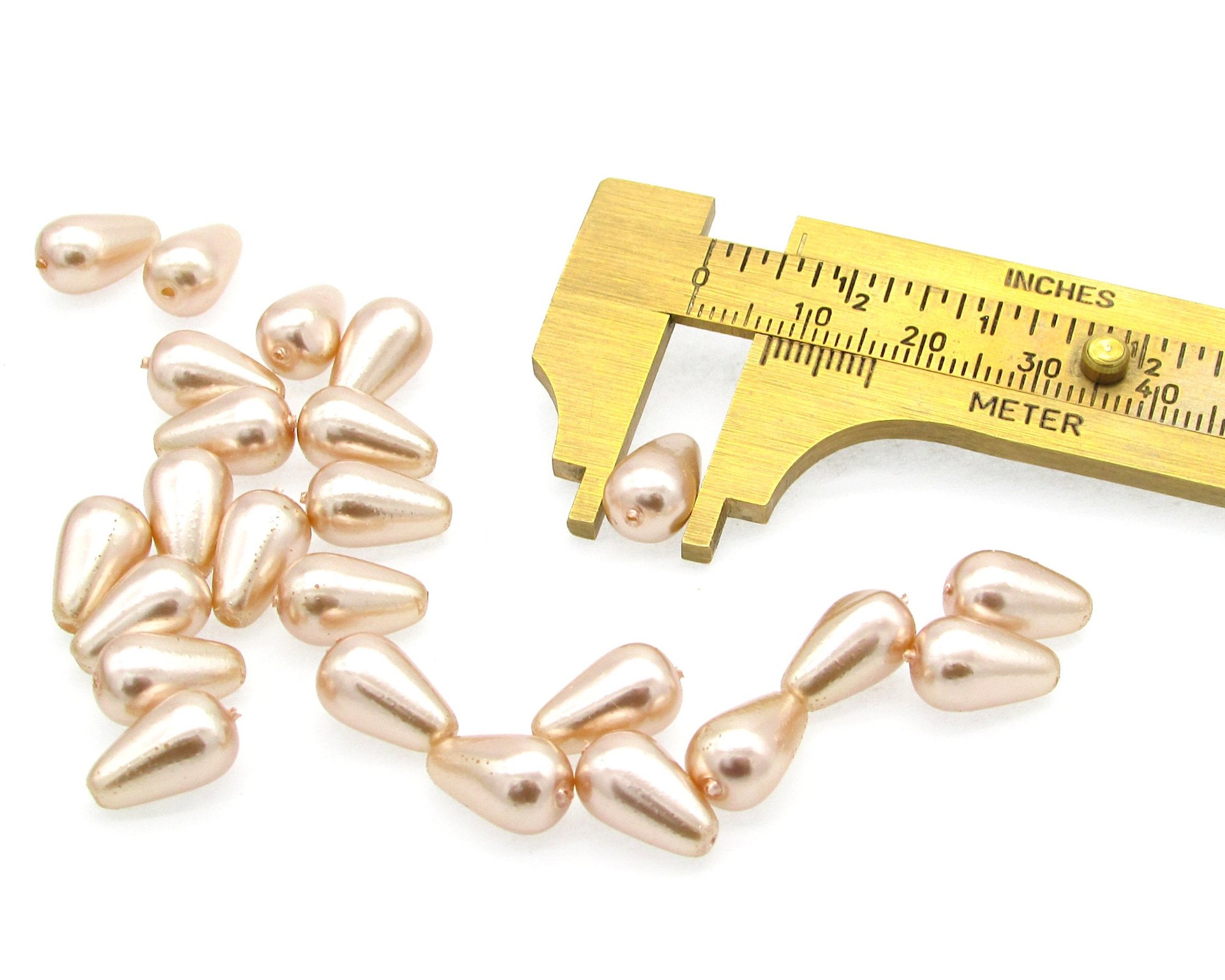 Pink 12mm Teardrop Czech Glass Pearl Beads