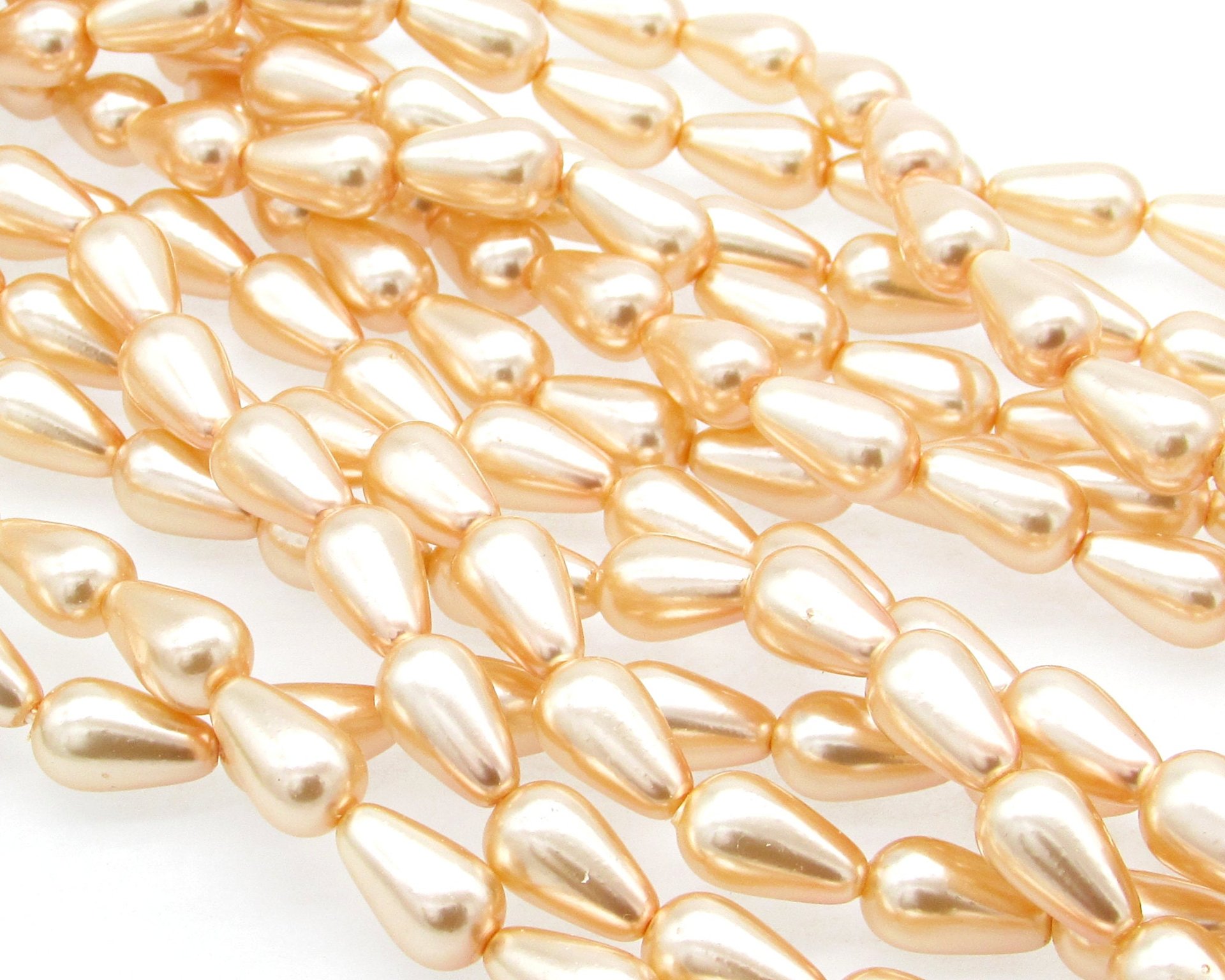 Pink 12mm Teardrop Czech Glass Pearl Beads