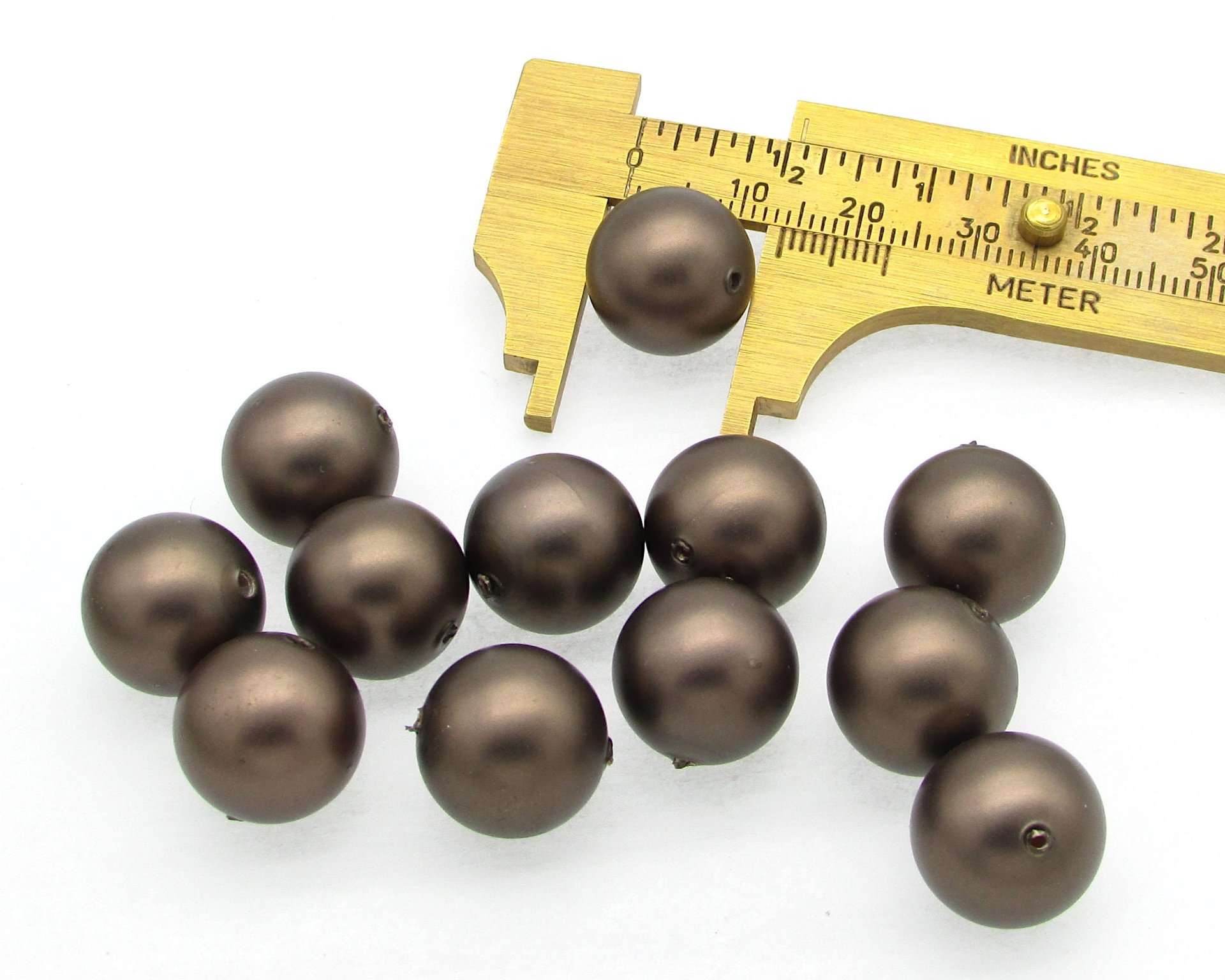 Brown Semi-Matte Plastic Pearl Beads