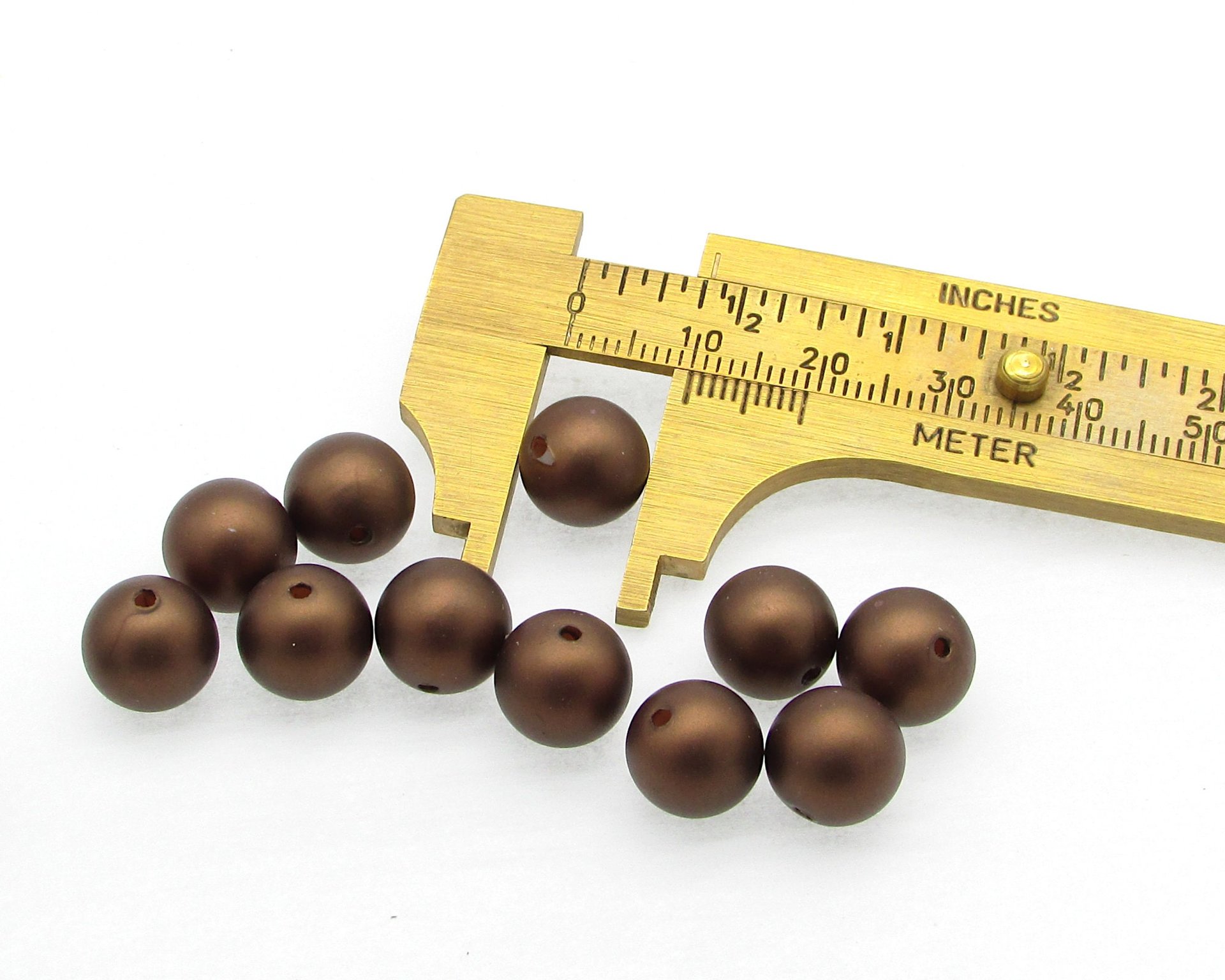Brown Semi-Matte Plastic Pearl Beads