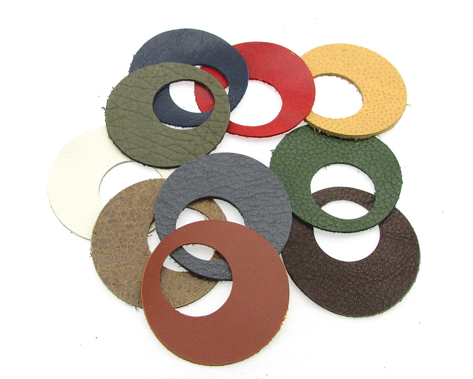 2 Inch Go-Go Circle Pendant Blanks, Upcycled Leather Die Cuts (10)