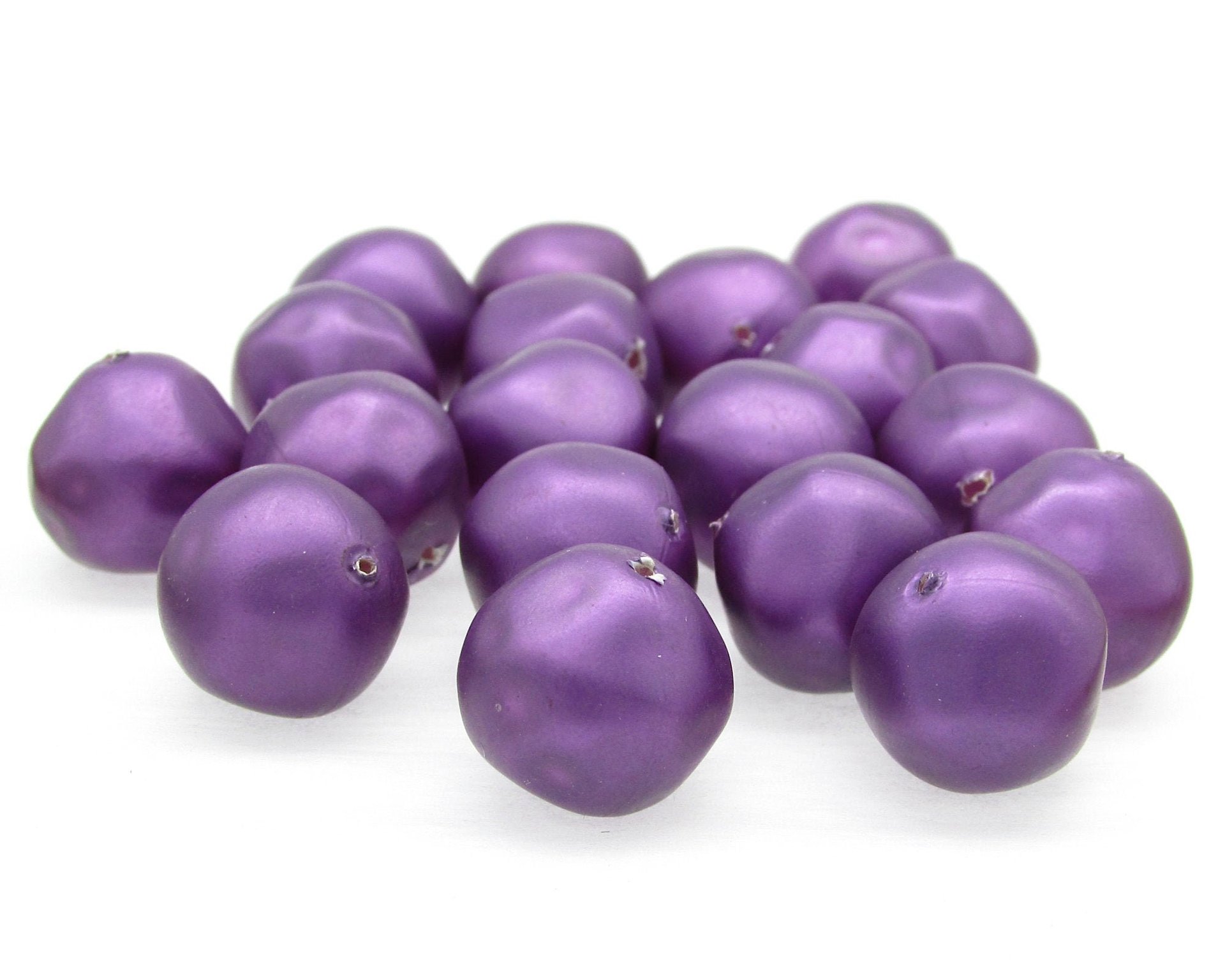 14mm Matte Purple Baroque Round Plastic Pearls (19)