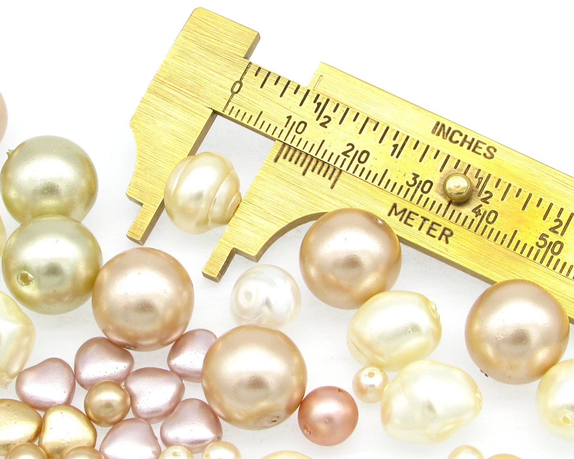 Peach Round Faux Pearl Mix, Coated Czech Glass Beads