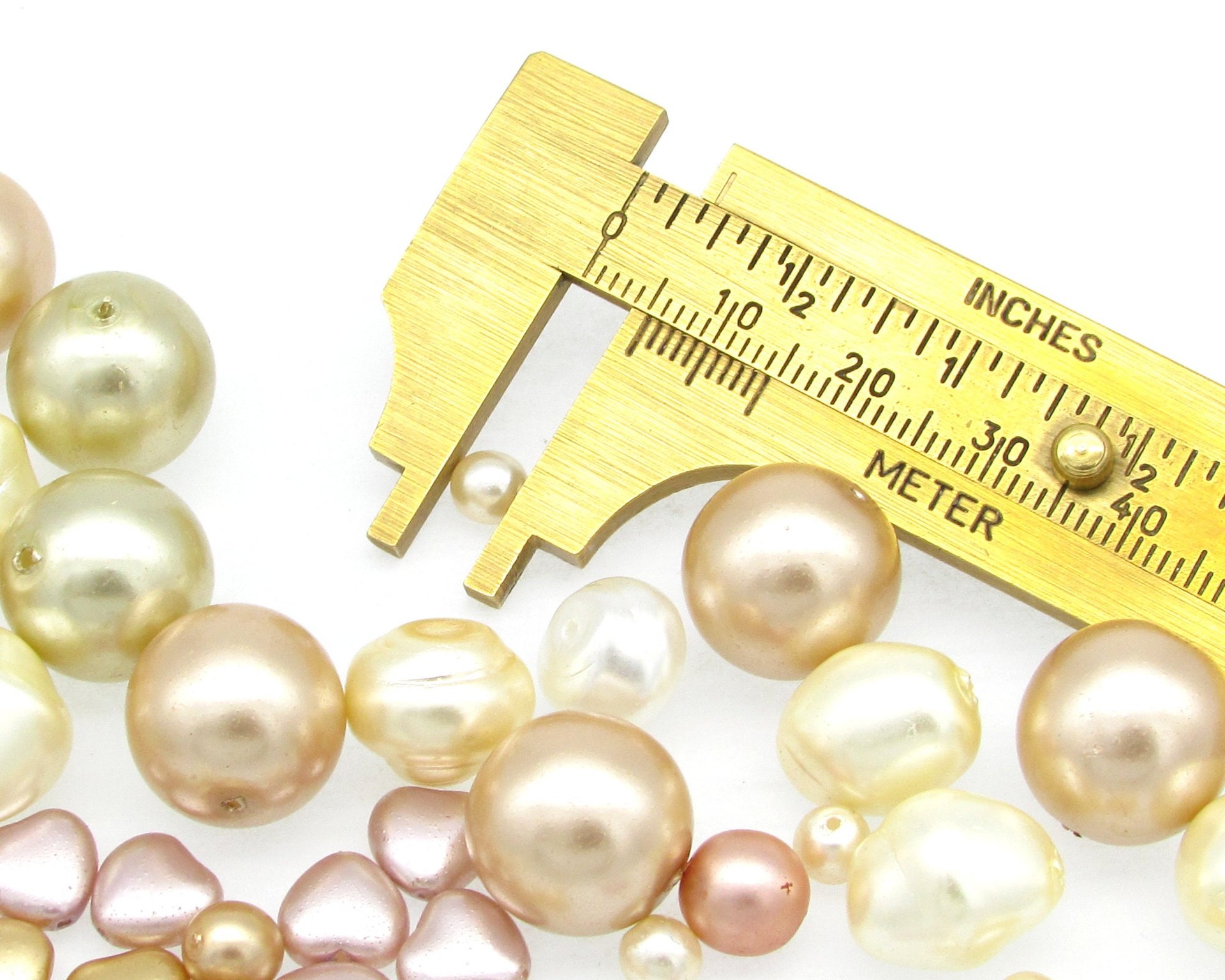 Peach Round Faux Pearl Mix, Coated Czech Glass Beads