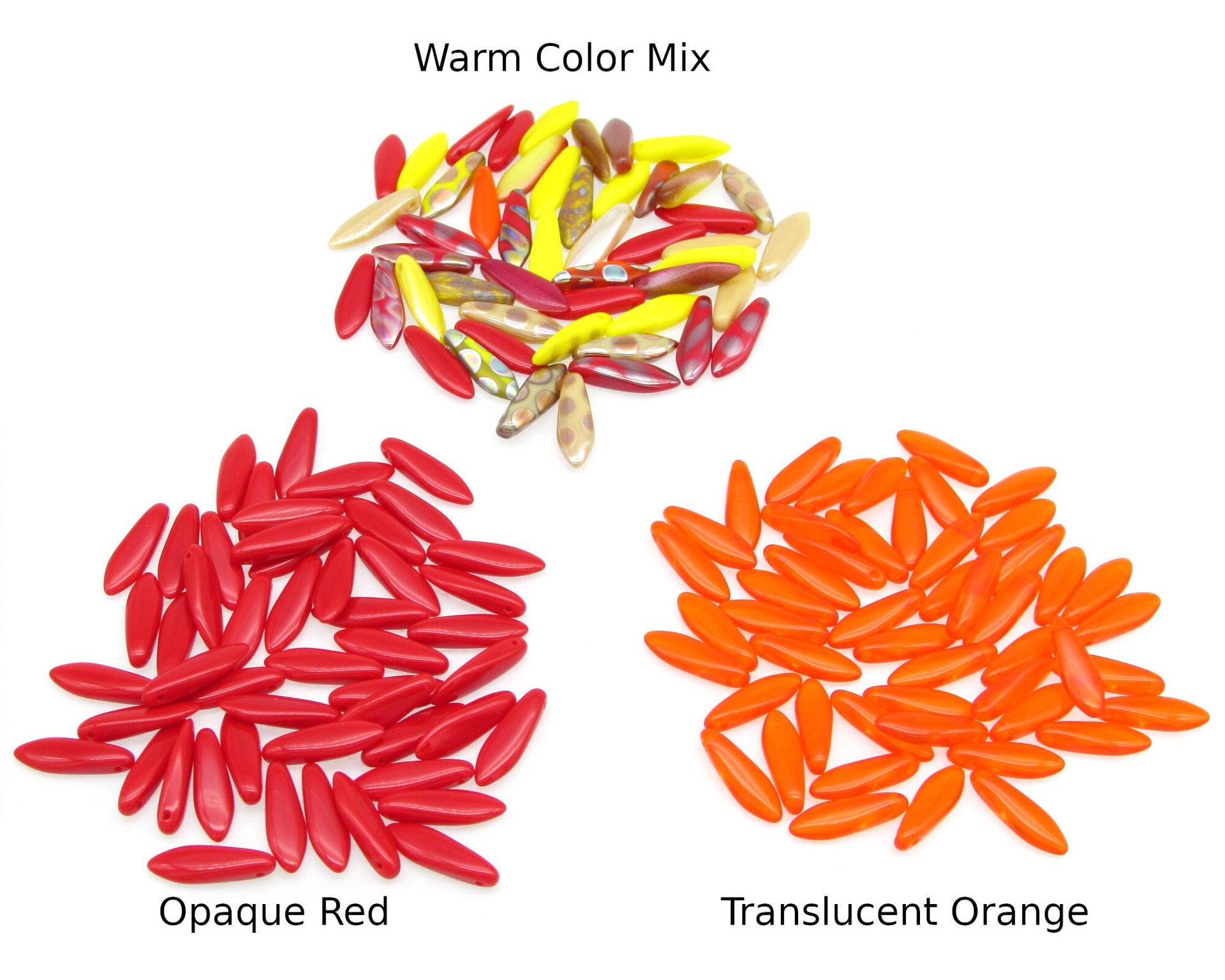 5x16mm Dagger Beads,  Narrow Czech Glass Drops in Assorted Colors and Mixes (50)