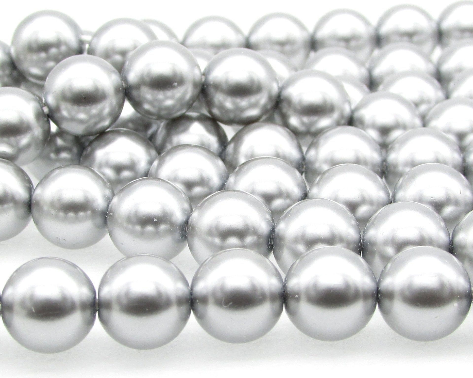 Preciosa Crystal Nacre Pearls, 6mm 8mm Round Light Gray Ball Beads (25)