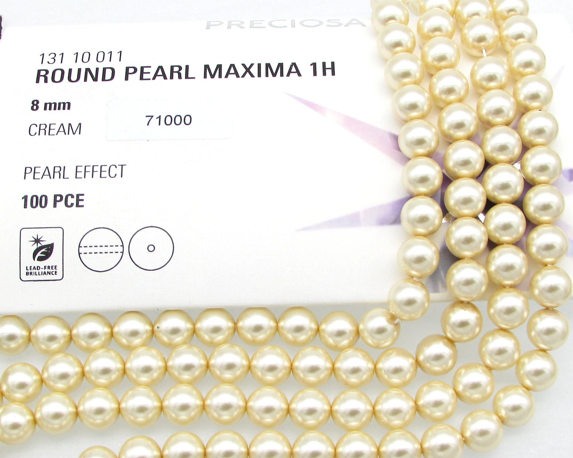 8mm Cream Preciosa Crystal Nacre Pearls (25)