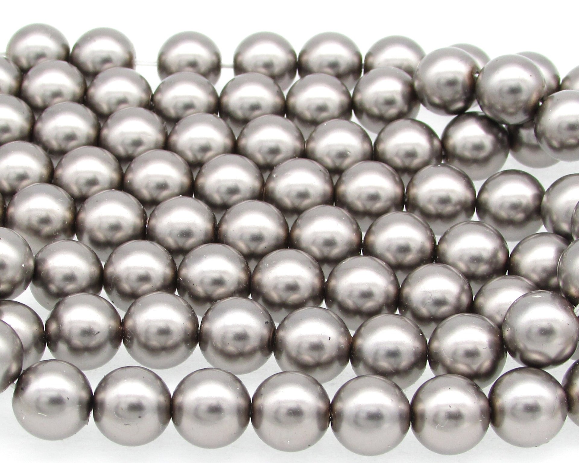 Preciosa Crystal 6mm 8mm Round Dark Gray Nacre Pearls (25)